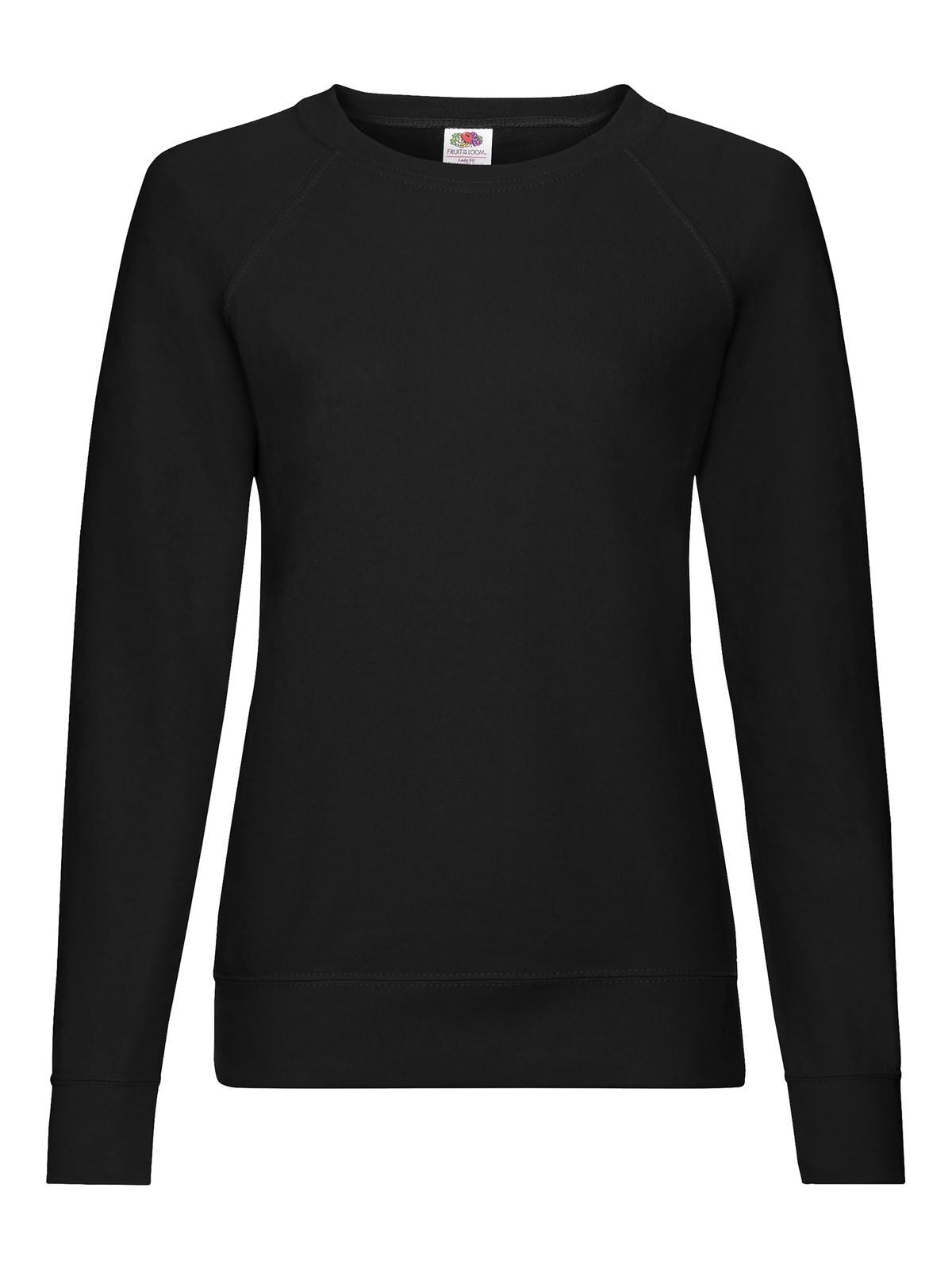 Lightweight Raglan Sweat Damen Sweatshirt / Hoodie – Fruit of the Loom – Farbe Schwarz – individuell veredelbar