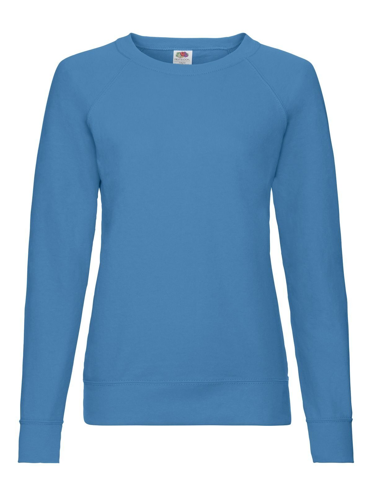 Lightweight Raglan Sweat Damen Sweatshirt / Hoodie – Fruit of the Loom – Farbe azure blue – individuell veredelbar