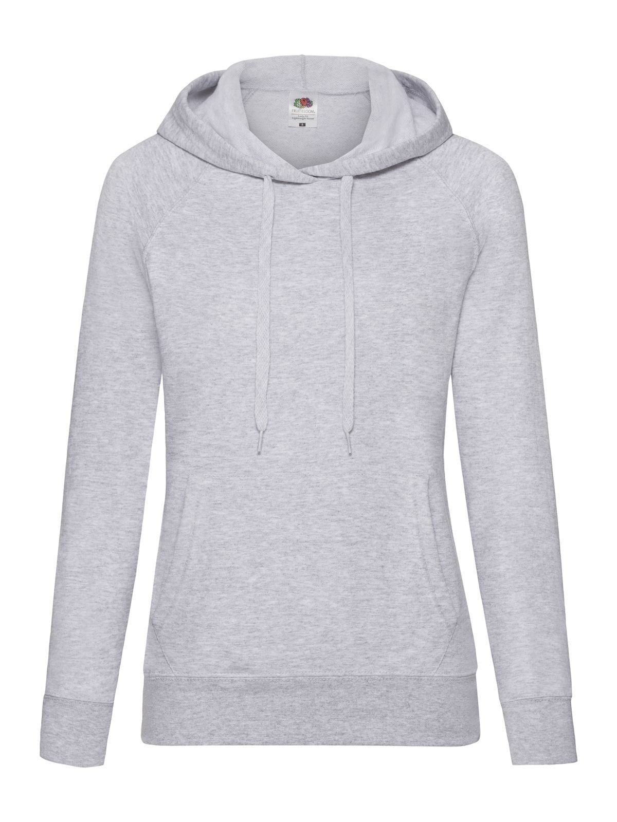 Lightweight Hooded Sweat Damen Sweatshirt / Hoodie – Fruit of the Loom – Farbe heather grey – individuell veredelbar
