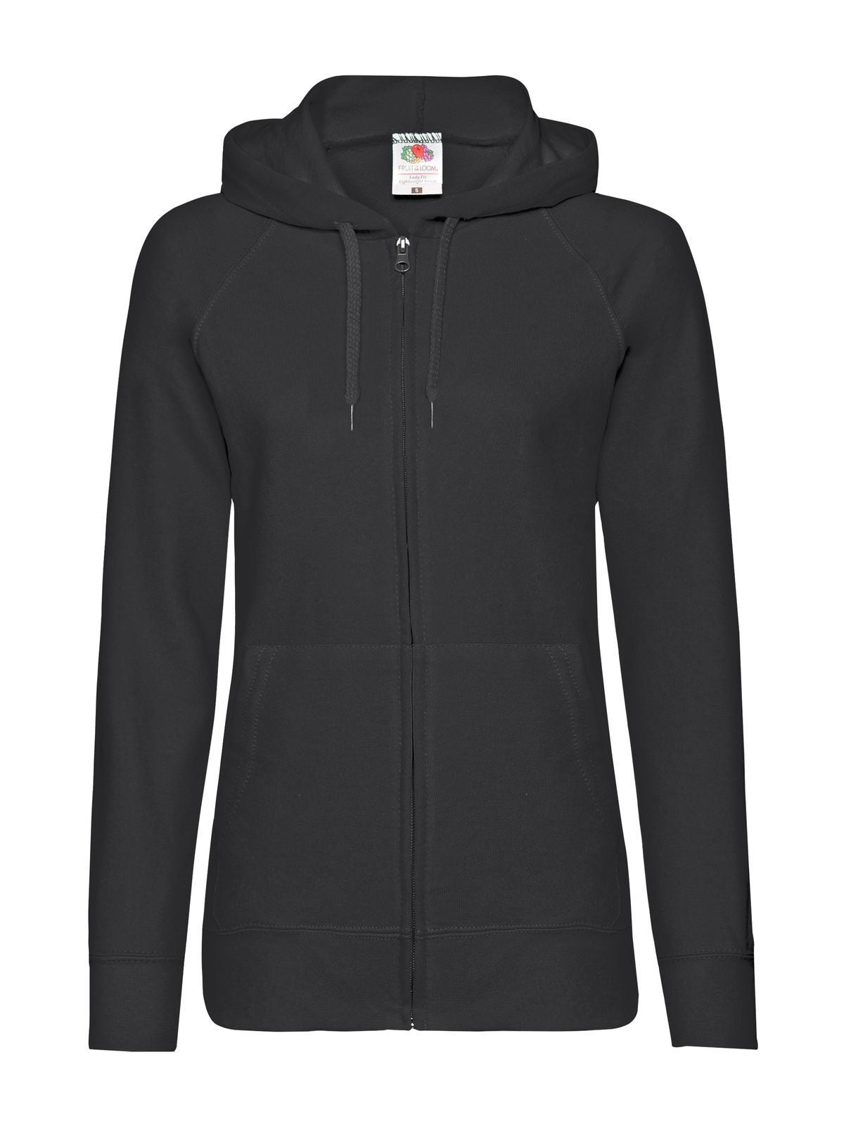 Lightweight Hooded Sweat Jacket Damen Sweatshirt / Hoodie – Fruit of the Loom – Farbe Schwarz – individuell veredelbar