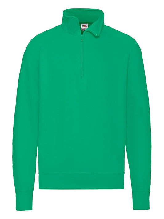 Lightweight Zip Neck Sweat Sweatshirt / Hoodie – Fruit of the Loom – Farbe Kellygrün – individuell veredelbar