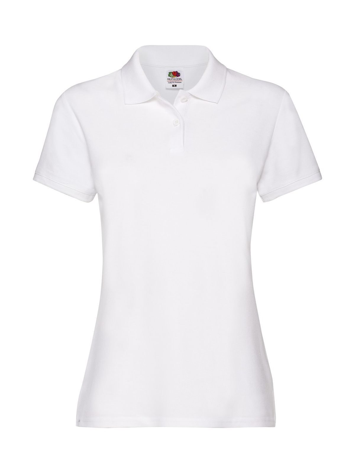 Premium Polo Damen Poloshirt – Fruit of the Loom – Farbe Weiß – individuell veredelbar