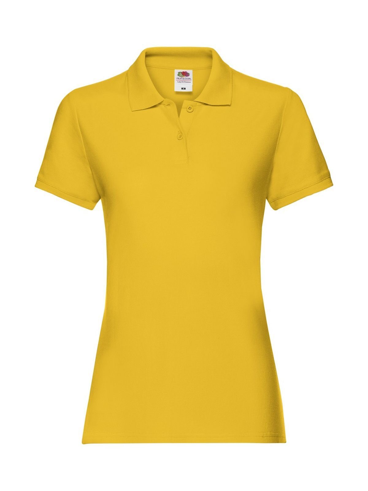 Premium Polo Damen Poloshirt – Fruit of the Loom – Farbe sunflower – individuell veredelbar