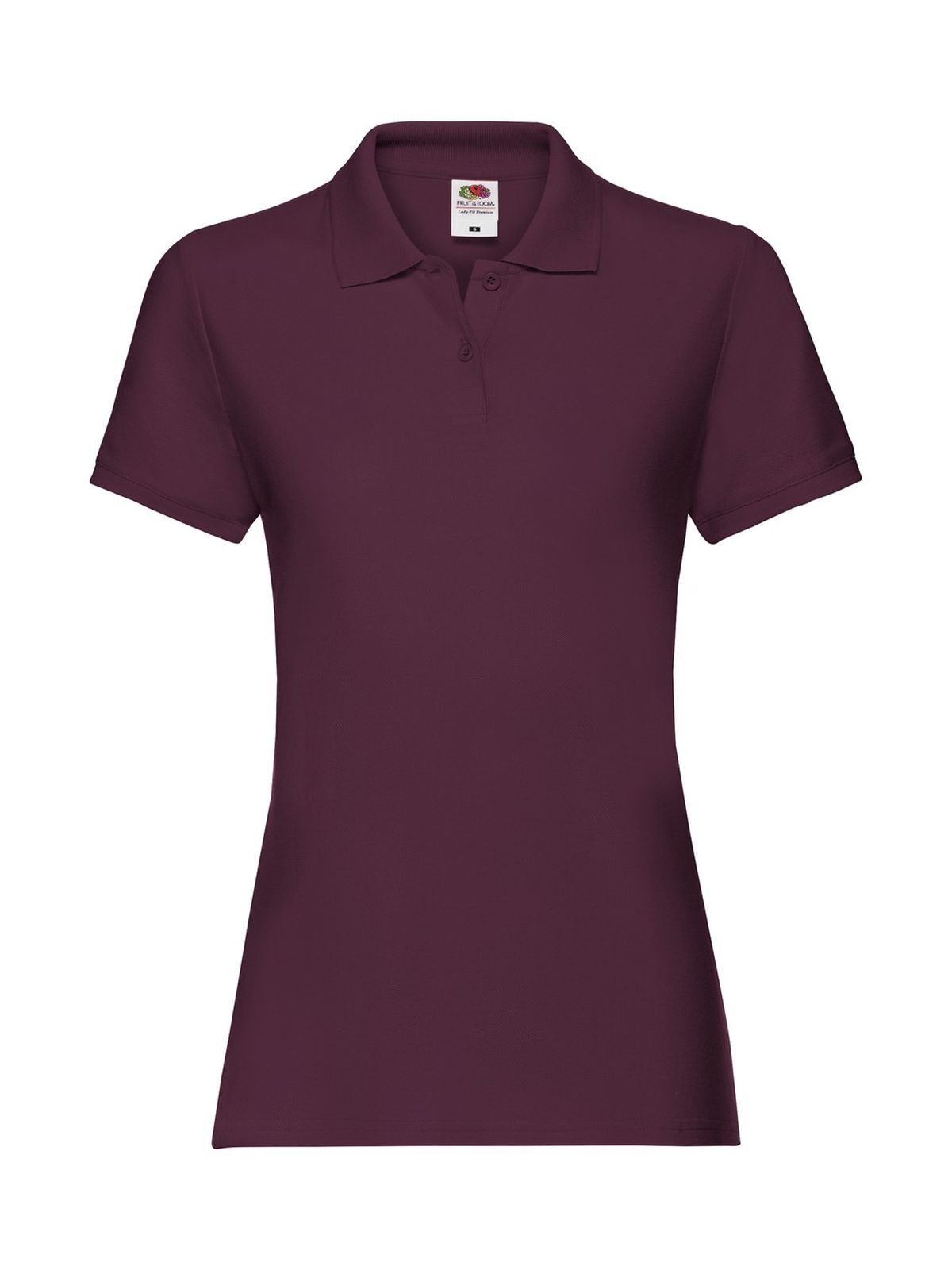 Premium Polo Damen Poloshirt – Fruit of the Loom – Farbe Burgundy – individuell veredelbar