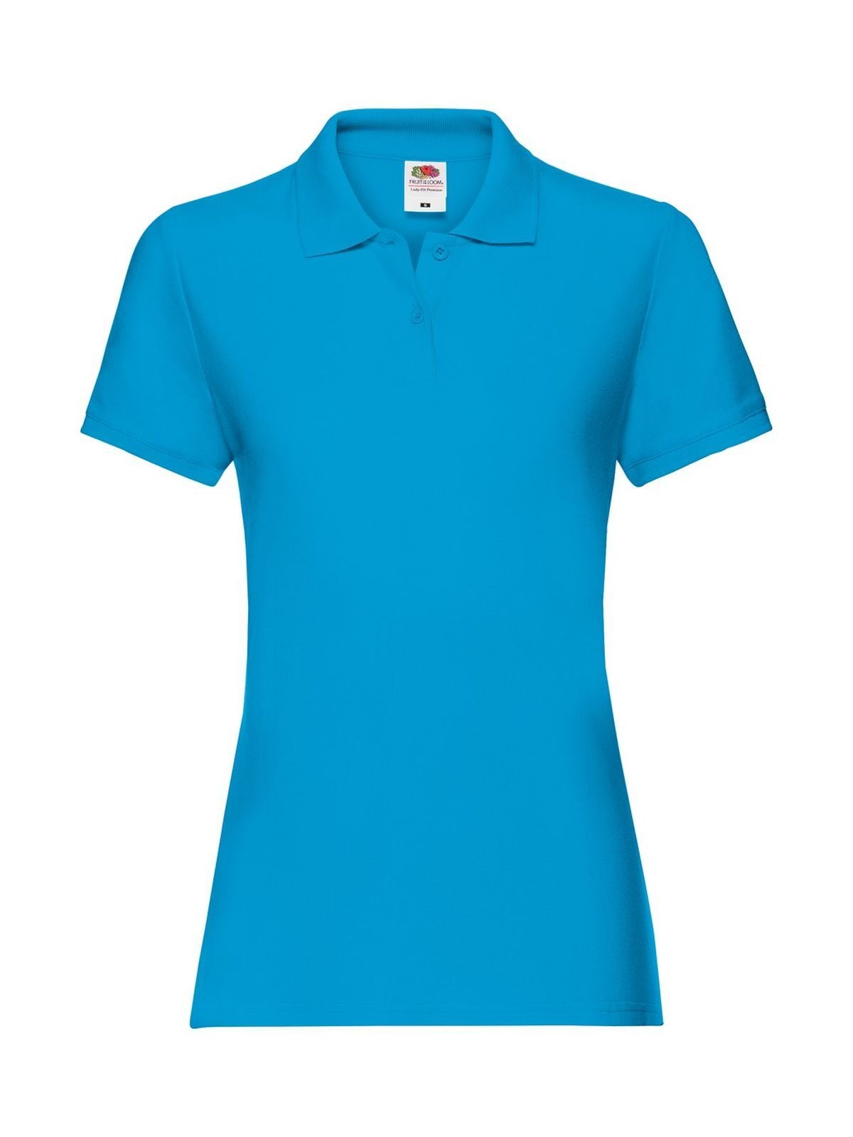 Premium Polo Damen Poloshirt – Fruit of the Loom – Farbe azure blue – individuell veredelbar