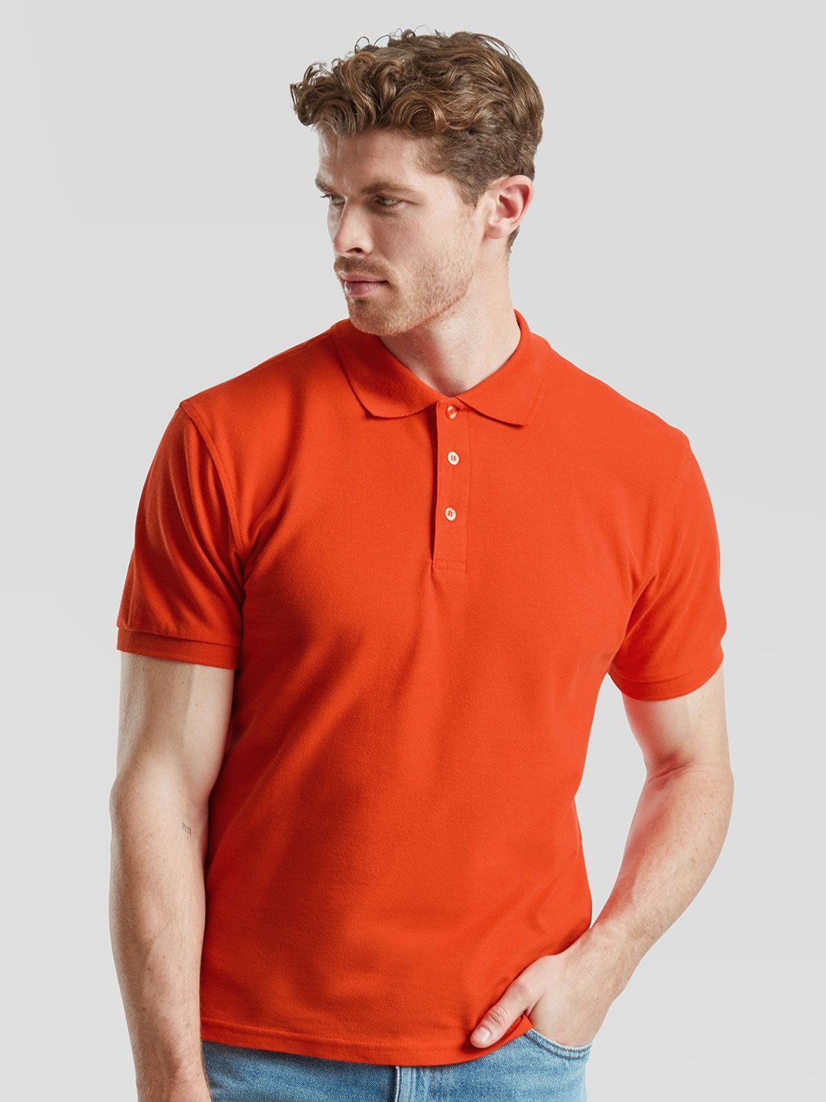 Iconic Polo Poloshirt – Fruit of the Loom – Farbe vintage heather green – individuell veredelbar