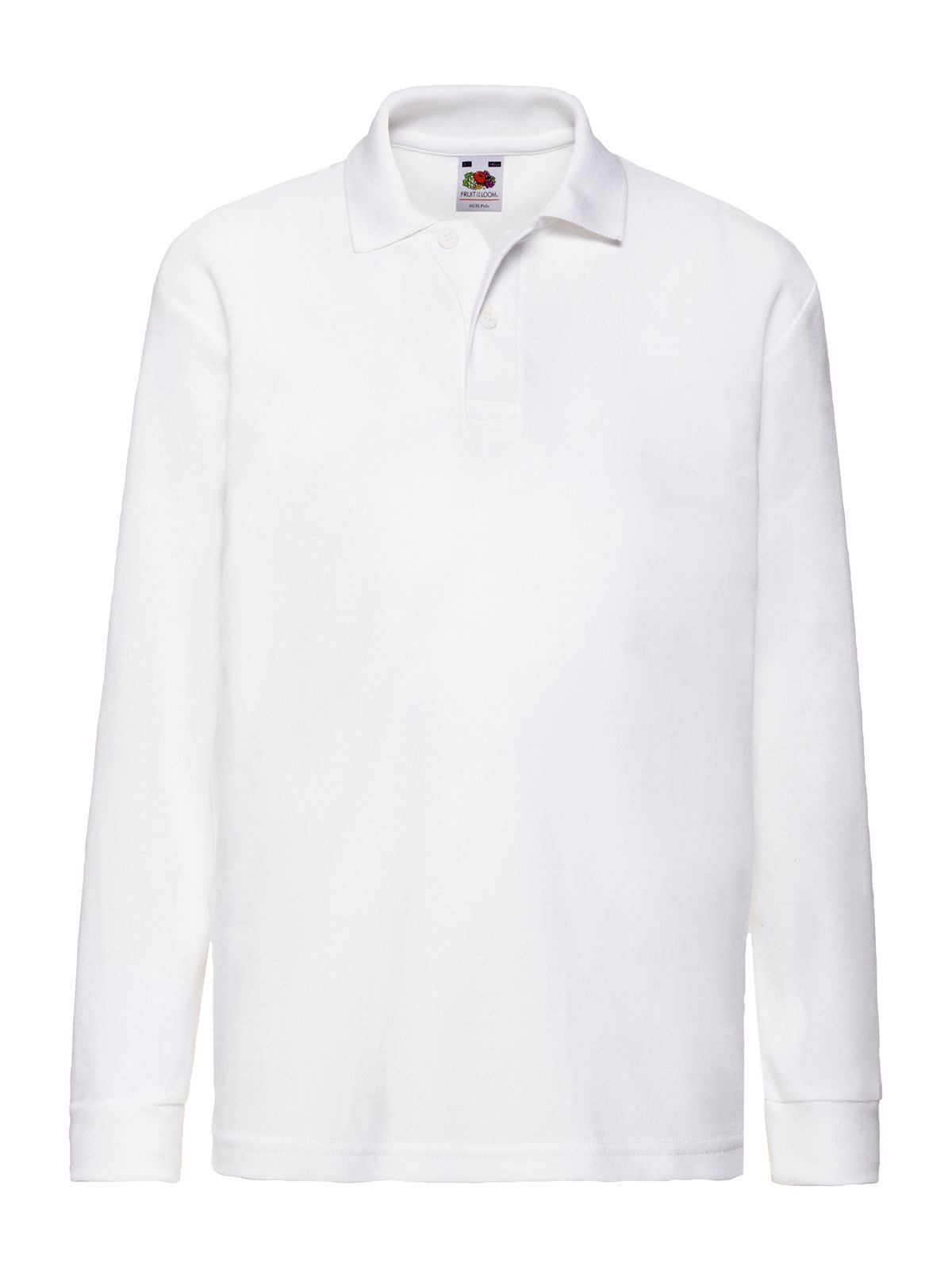65/35 Long Sleeve Polo Kinder Poloshirt – Fruit of the Loom – Farbe Weiß – individuell veredelbar