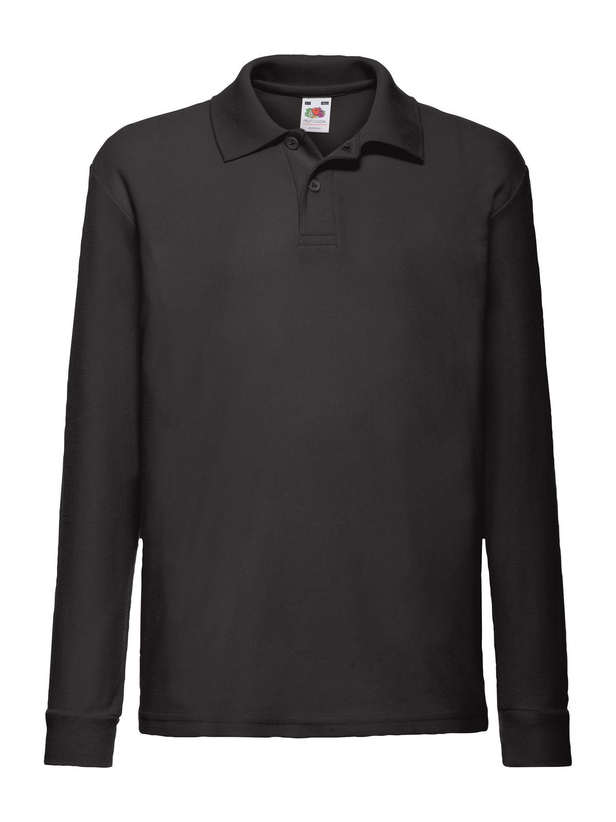 65/35 Long Sleeve Polo Kinder Poloshirt – Fruit of the Loom – Farbe Schwarz – individuell veredelbar