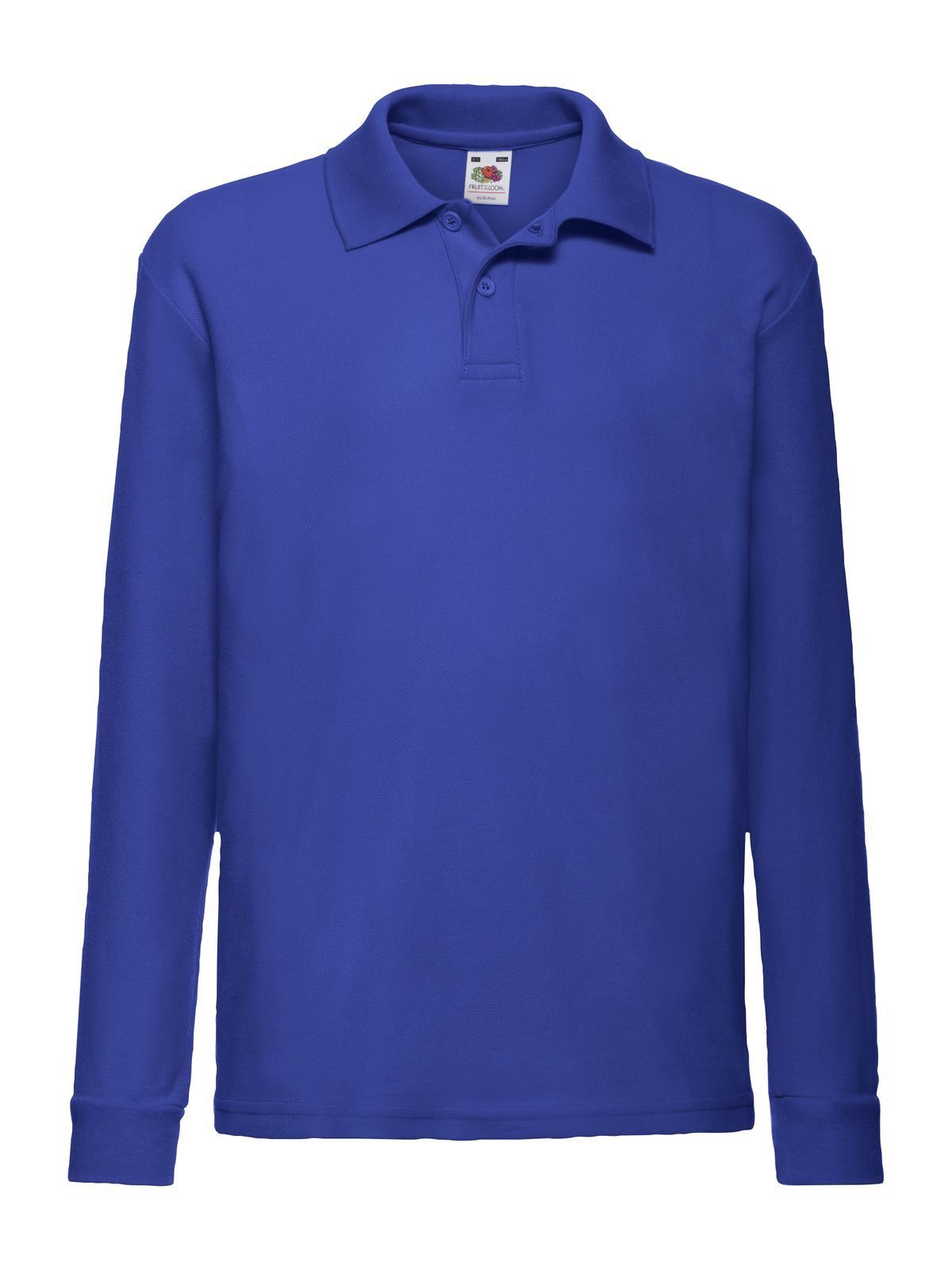 65/35 Long Sleeve Polo Kinder Poloshirt – Fruit of the Loom – Farbe Royalblau – individuell veredelbar