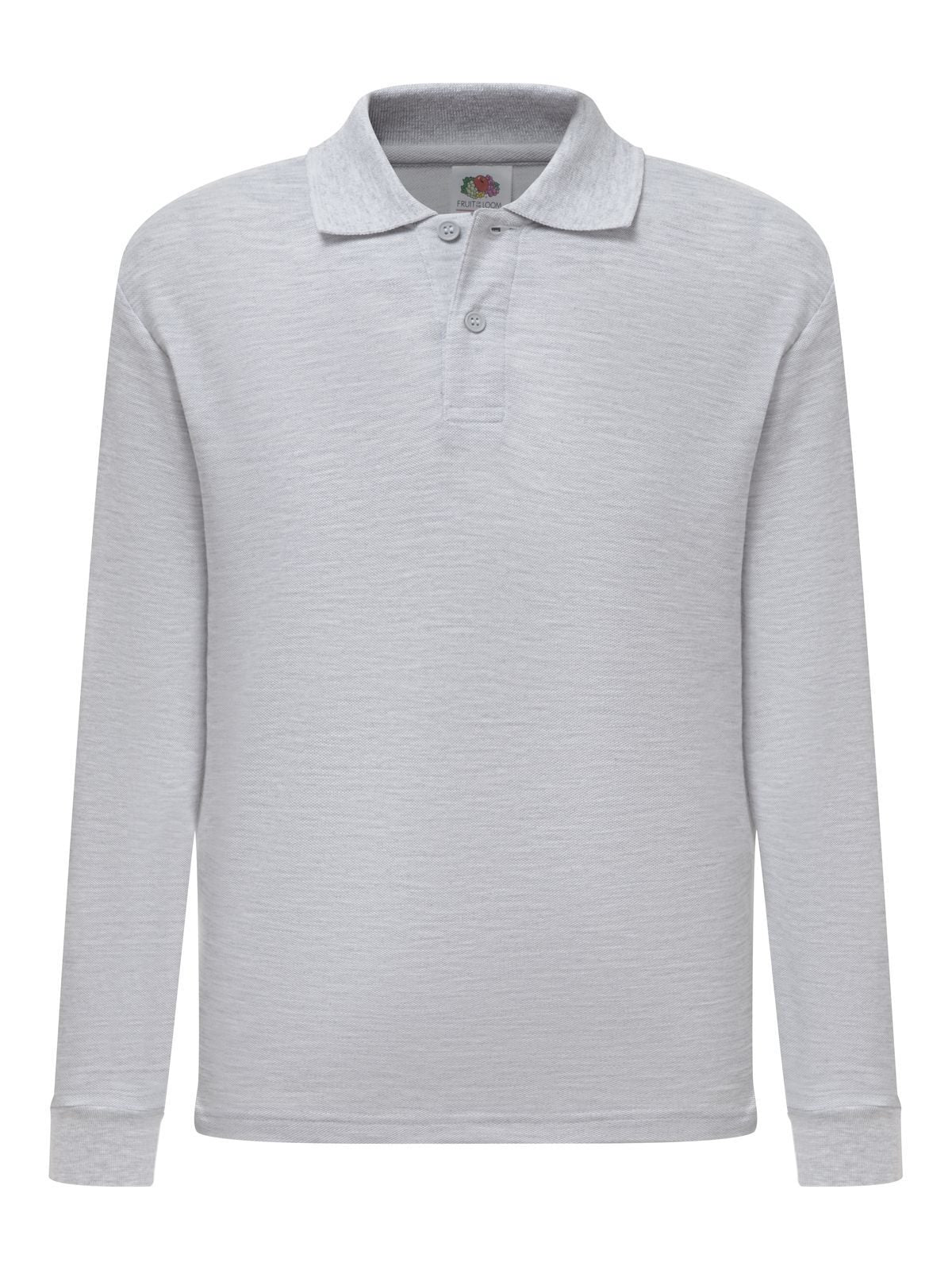 65/35 Long Sleeve Polo Kinder Poloshirt – Fruit of the Loom – Farbe heather grey – individuell veredelbar