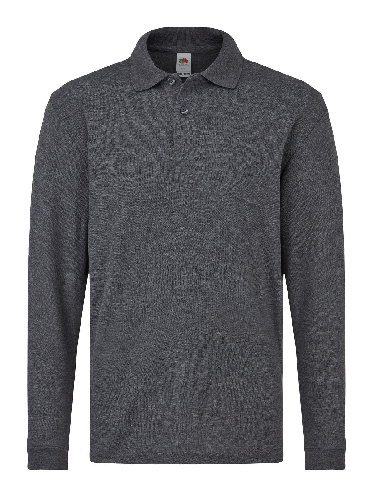 65/35 Long Sleeve Polo Kinder Poloshirt – Fruit of the Loom – Farbe dark heather grey – individuell veredelbar