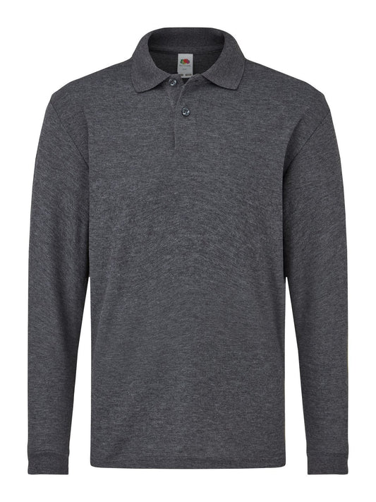 65/35 Long Sleeve Polo Kinder Poloshirt – Fruit of the Loom – Farbe dark heather grey – individuell veredelbar