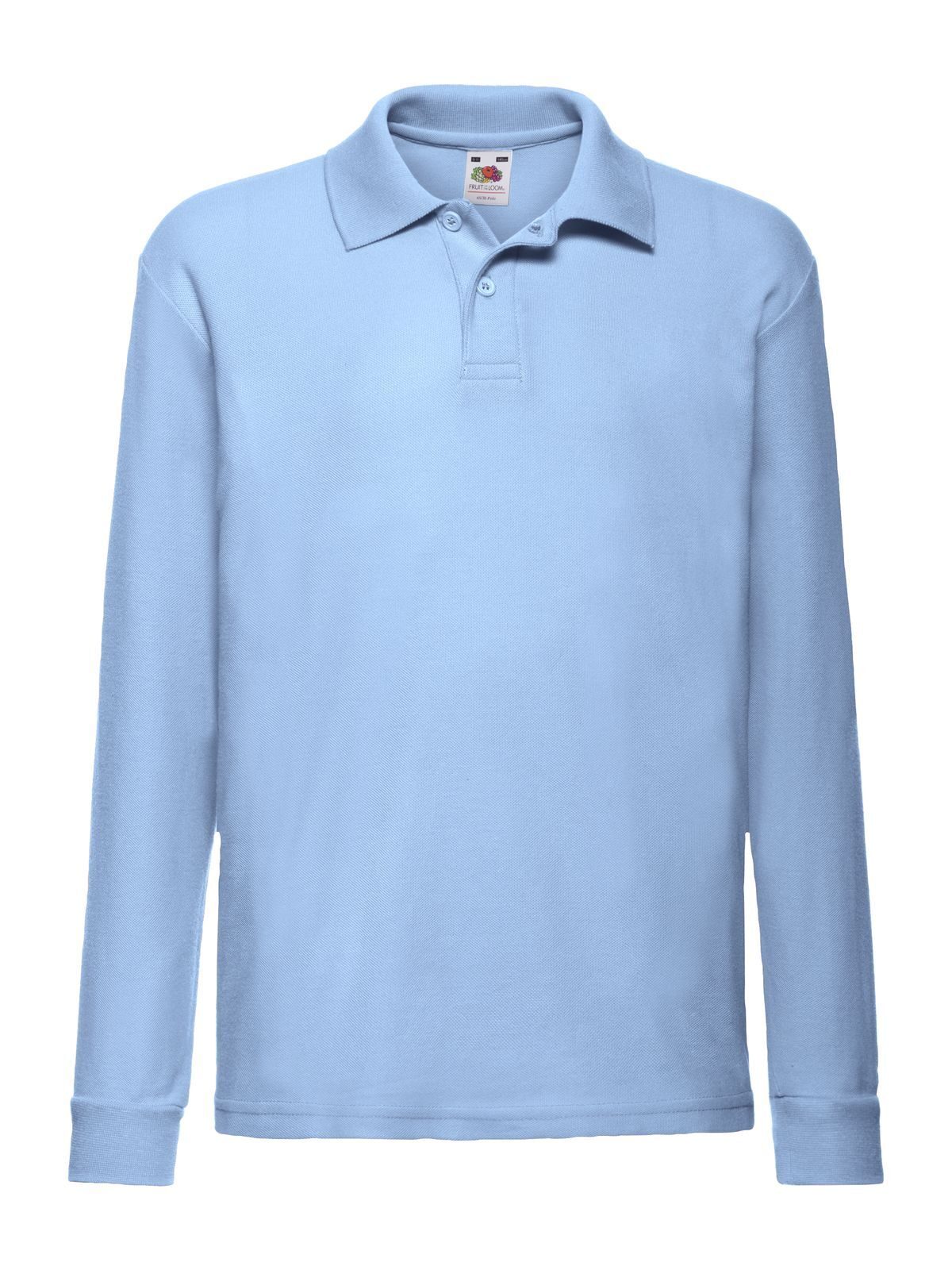 65/35 Long Sleeve Polo Kinder Poloshirt – Fruit of the Loom – Farbe Hellblau – individuell veredelbar