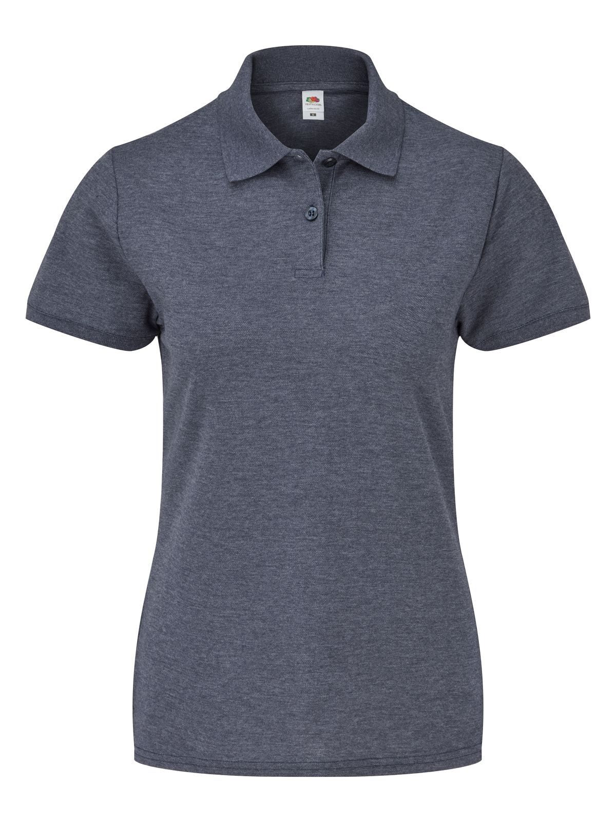 65/35 Polo Damen Poloshirt – Fruit of the Loom – Farbe vintage heather navy – individuell veredelbar