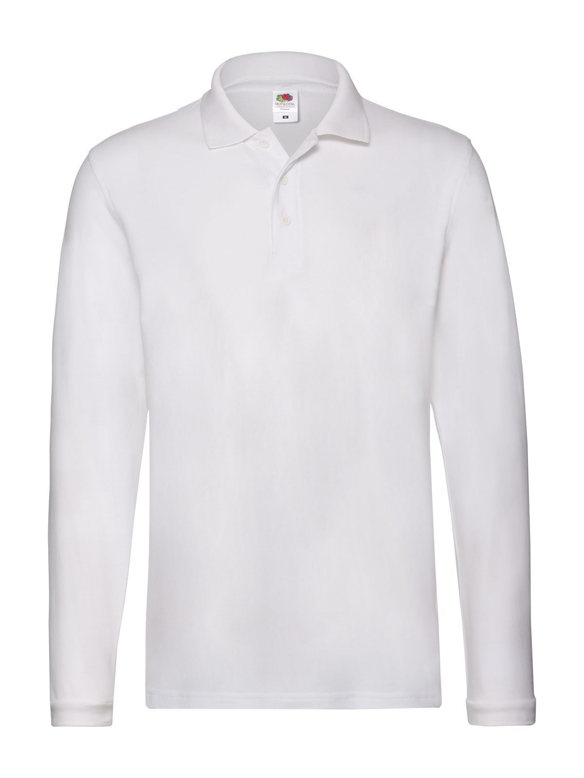 Premium Long Sleeve Polo Poloshirt – Fruit of the Loom – Farbe Weiß – individuell veredelbar