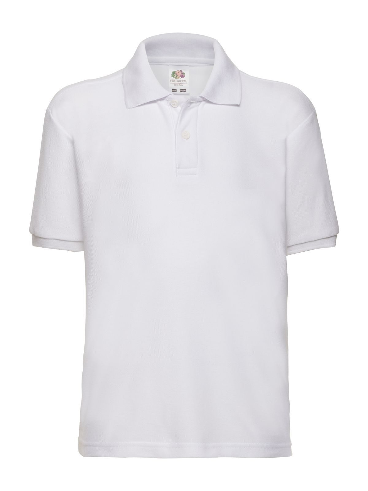65/35 Polo Kinder Poloshirt – Fruit of the Loom – Farbe Weiß – individuell veredelbar