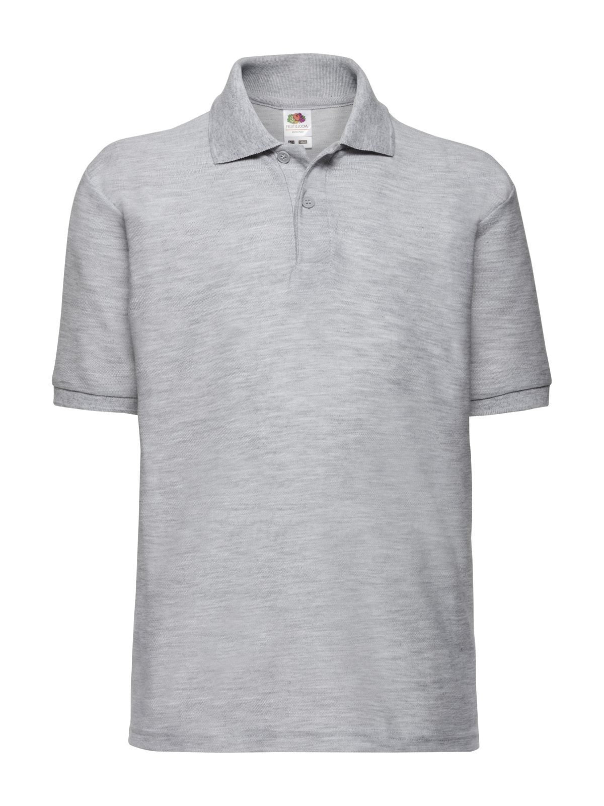 65/35 Polo Kinder Poloshirt – Fruit of the Loom – Farbe heather grey – individuell veredelbar