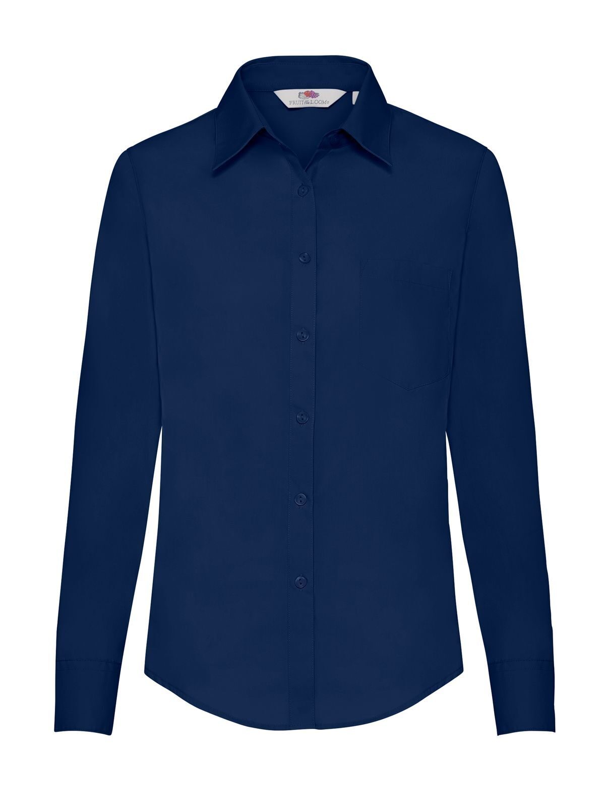 Poplin Shirt Long Sleeve Damen Hemd / Bluse – Fruit of the Loom – Farbe Navy – individuell veredelbar