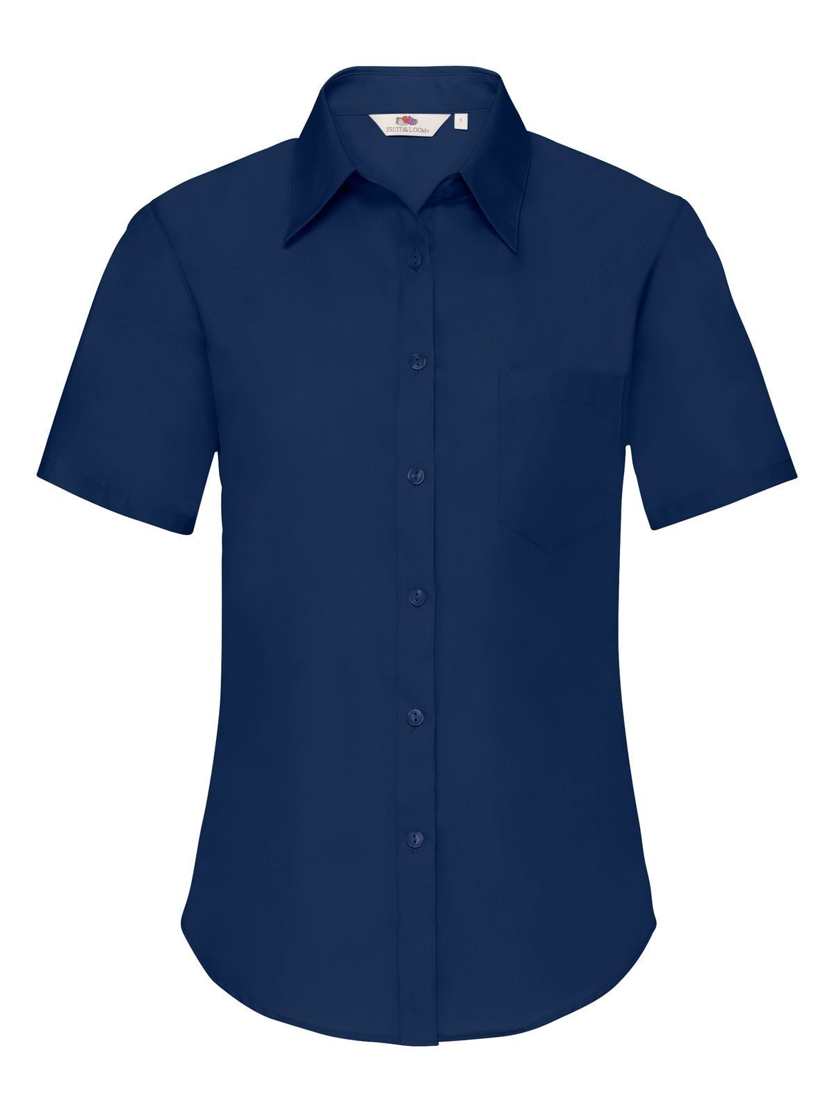 Poplin Shirt Short Sleeve Damen Hemd / Bluse – Fruit of the Loom – Farbe Navy – individuell veredelbar