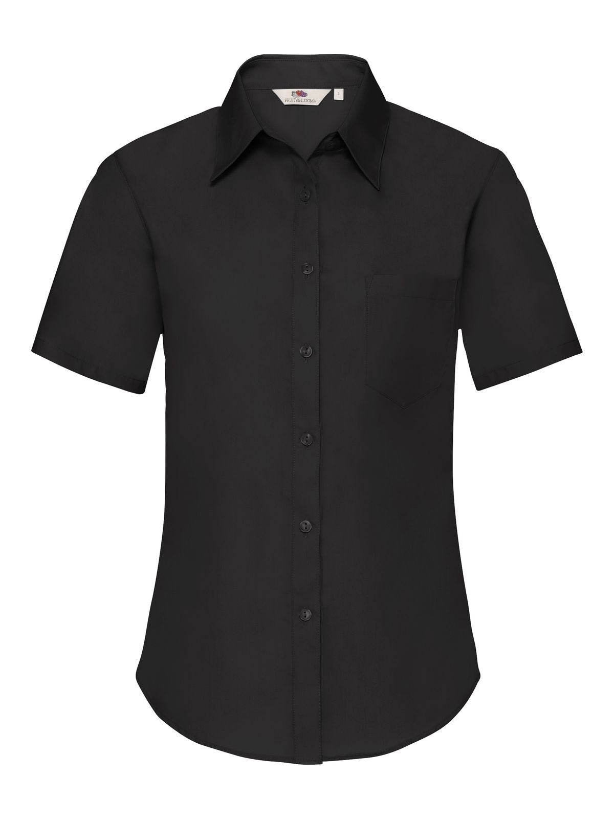 Poplin Shirt Short Sleeve Damen Hemd / Bluse – Fruit of the Loom – Farbe Schwarz – individuell veredelbar
