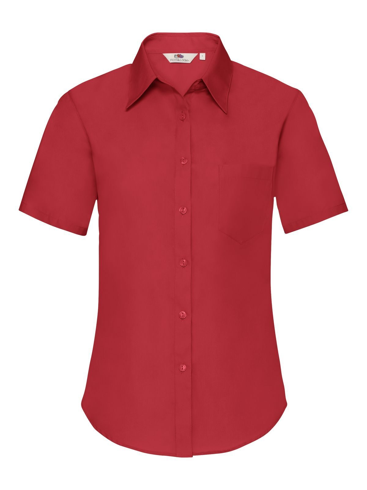 Poplin Shirt Short Sleeve Damen Hemd / Bluse – Fruit of the Loom – Farbe Rot – individuell veredelbar