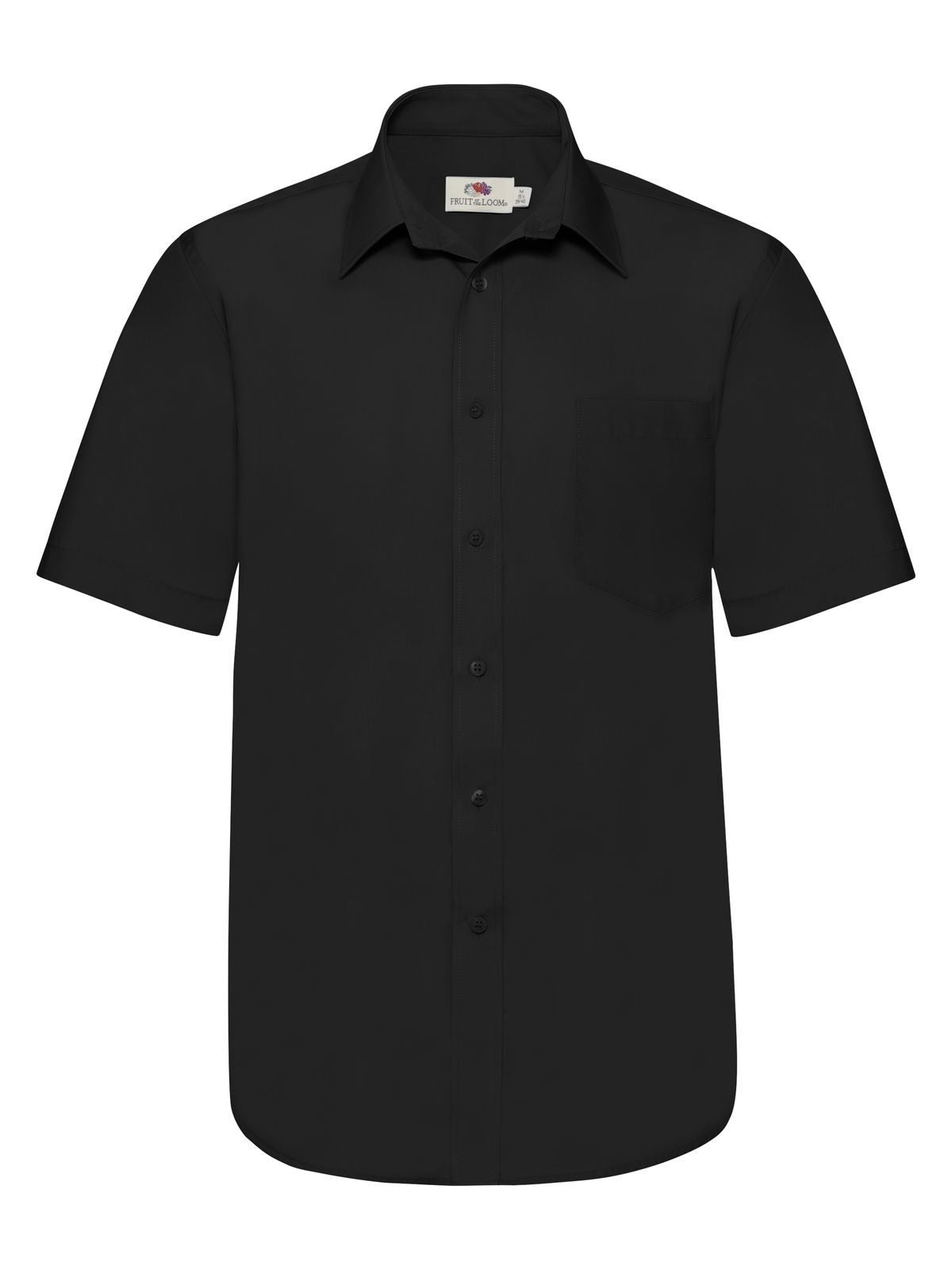 Poplin Shirt Short Sleeve Hemd / Bluse – Fruit of the Loom – Farbe Schwarz – individuell veredelbar