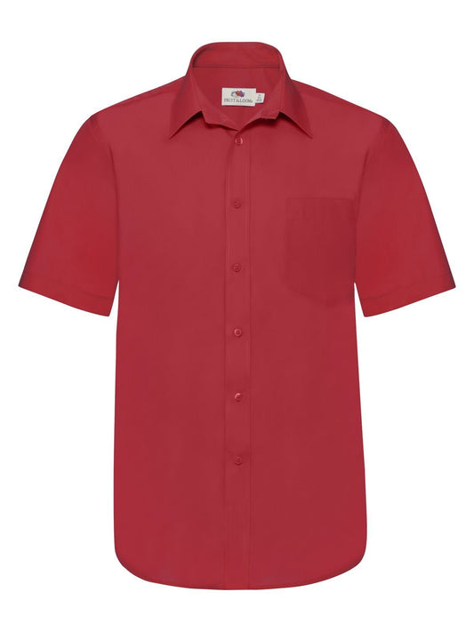 Poplin Shirt Short Sleeve Hemd / Bluse – Fruit of the Loom – Farbe Rot – individuell veredelbar