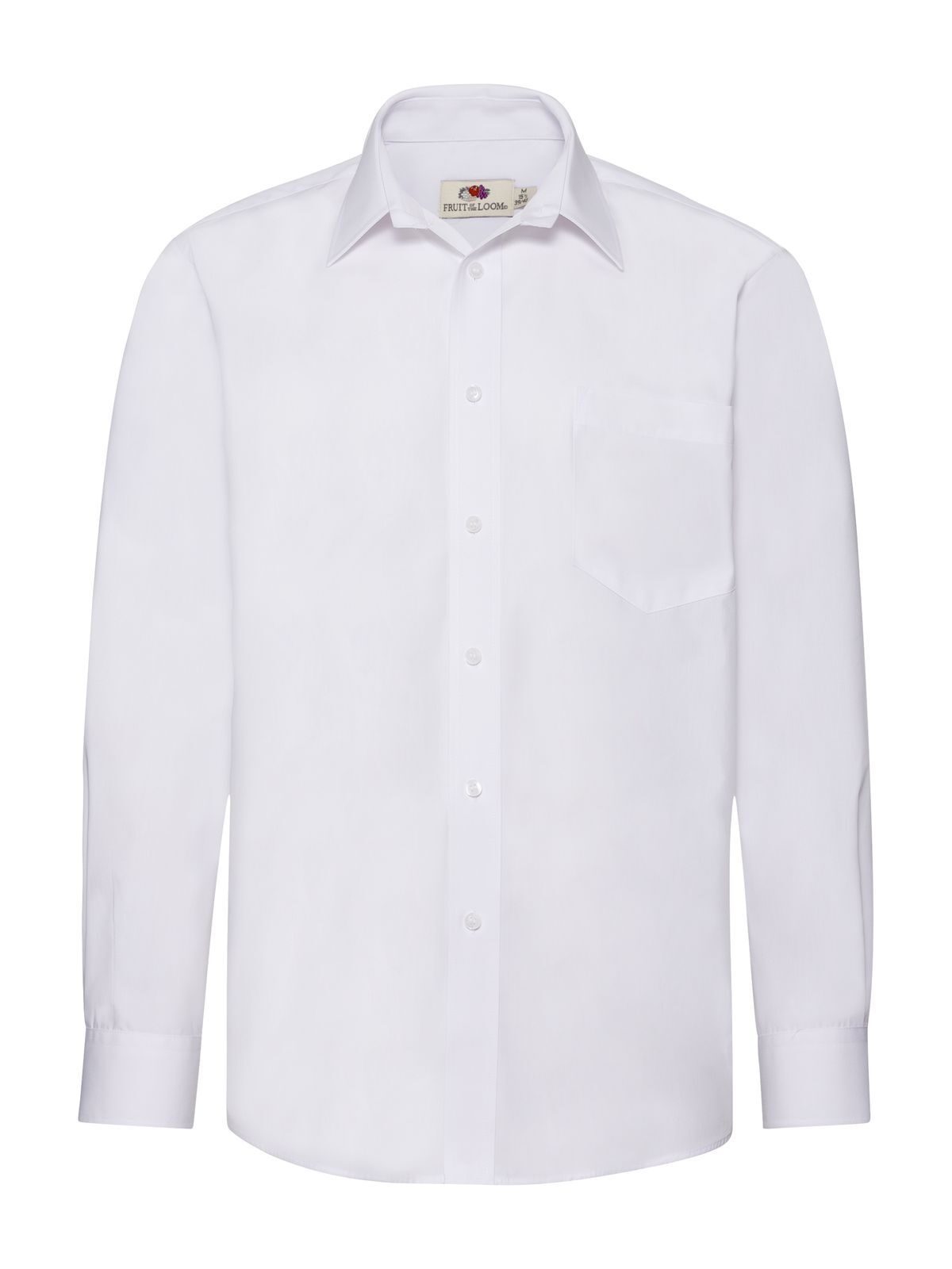 Poplin Shirt Long Sleeve Hemd / Bluse – Fruit of the Loom – Farbe Weiß – individuell veredelbar
