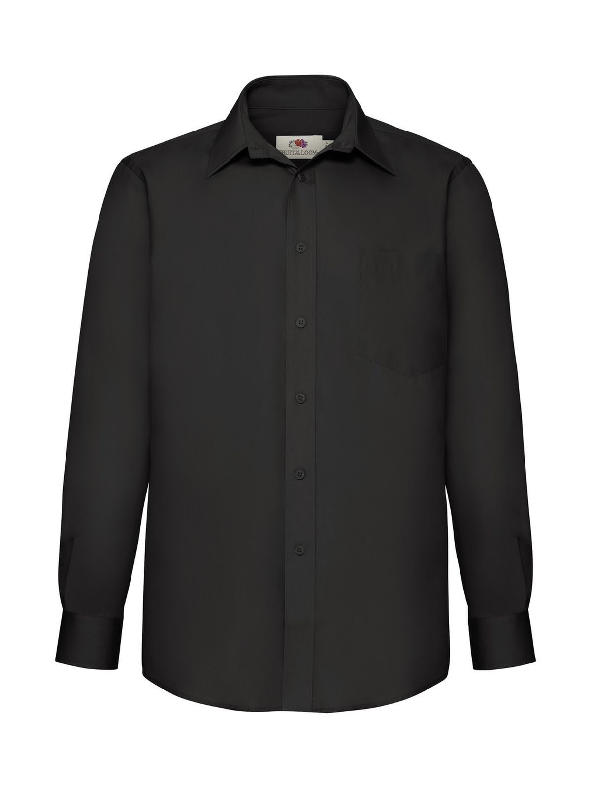 Poplin Shirt Long Sleeve Hemd / Bluse – Fruit of the Loom – Farbe Schwarz – individuell veredelbar