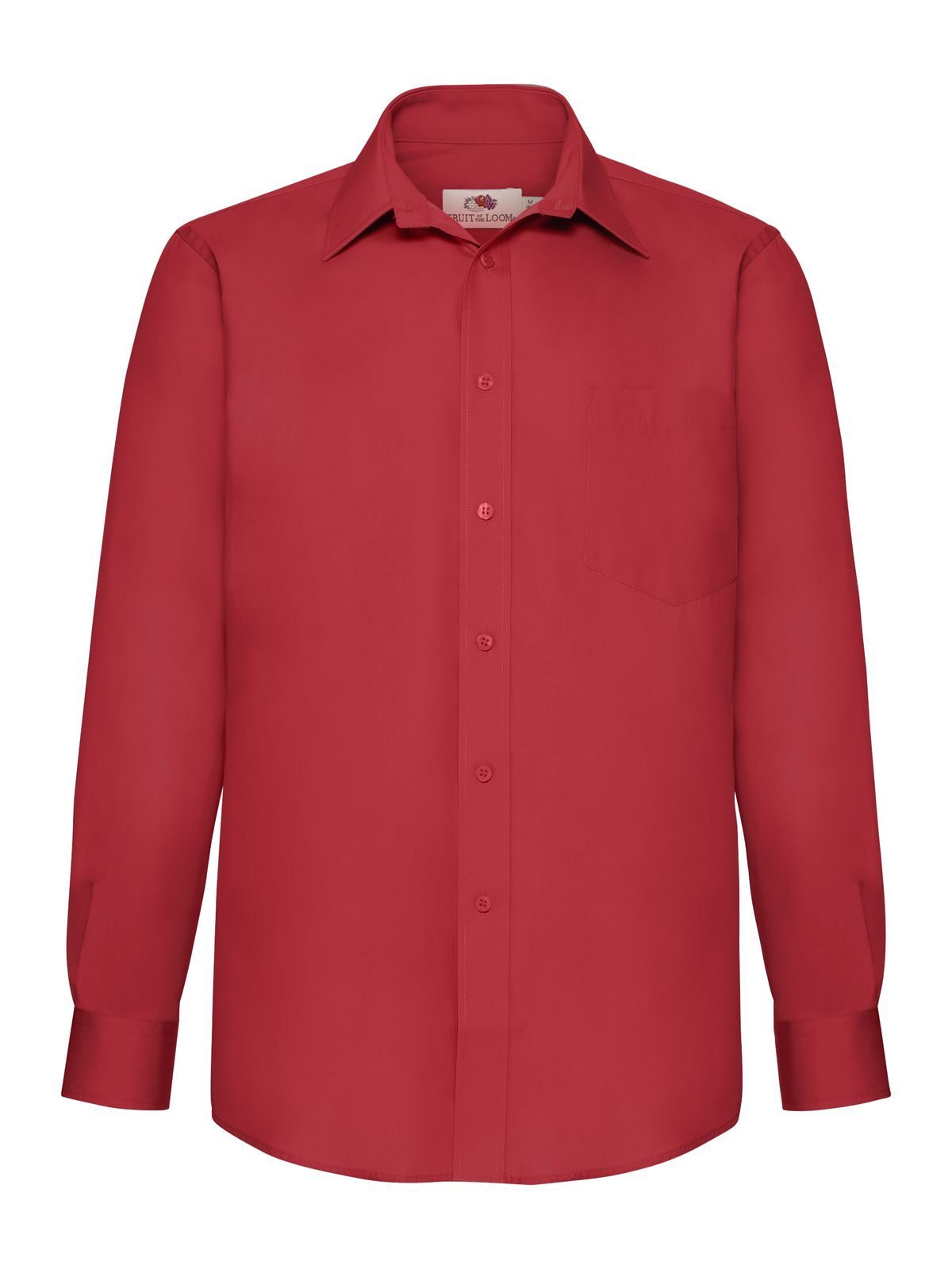 Poplin Shirt Long Sleeve Hemd / Bluse – Fruit of the Loom – Farbe Rot – individuell veredelbar