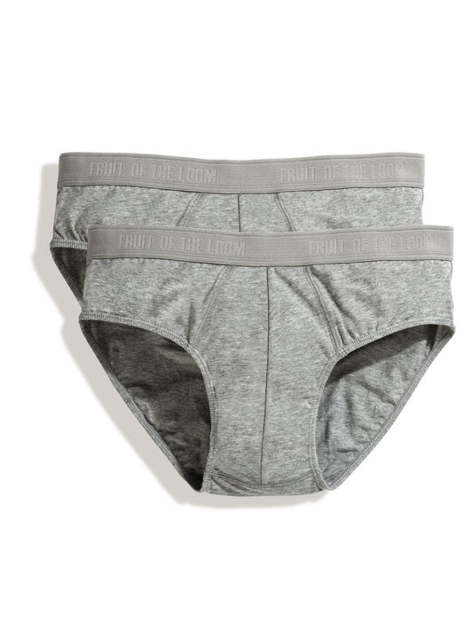 Classic Sport Brief 2 Pack Herren Unterwäsche / Socken – Fruit of the Loom – Farbe light grey marl – individuell veredelbar
