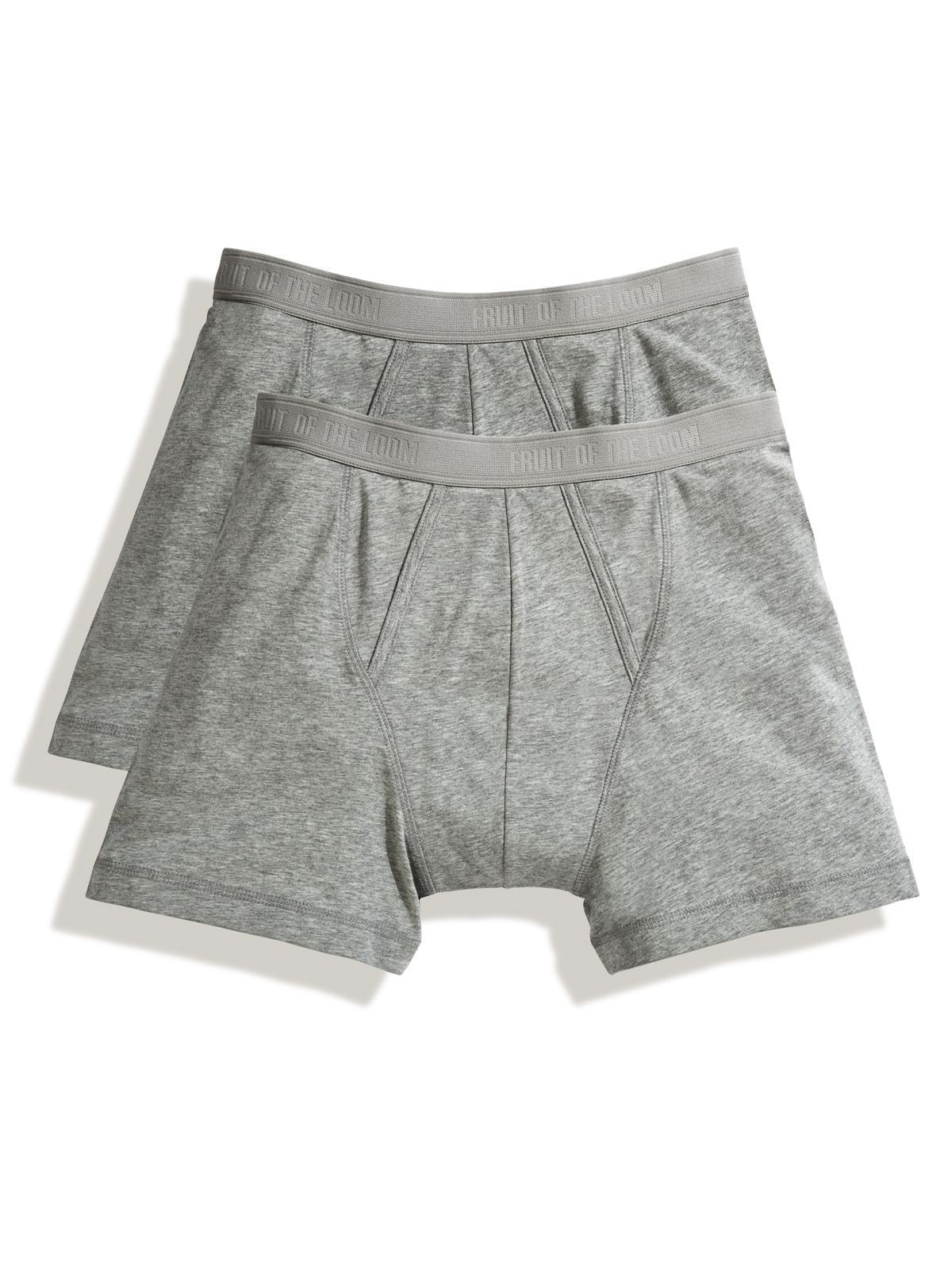 Classic Boxer 2 Pack Herren Unterwäsche / Socken – Fruit of the Loom – Farbe light grey marl – individuell veredelbar