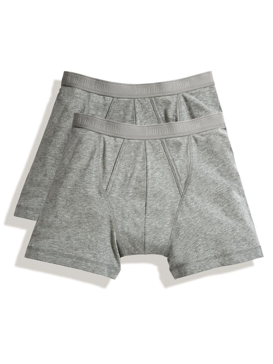 Classic Boxer 2 Pack Herren Unterwäsche / Socken – Fruit of the Loom – Farbe light grey marl – individuell veredelbar