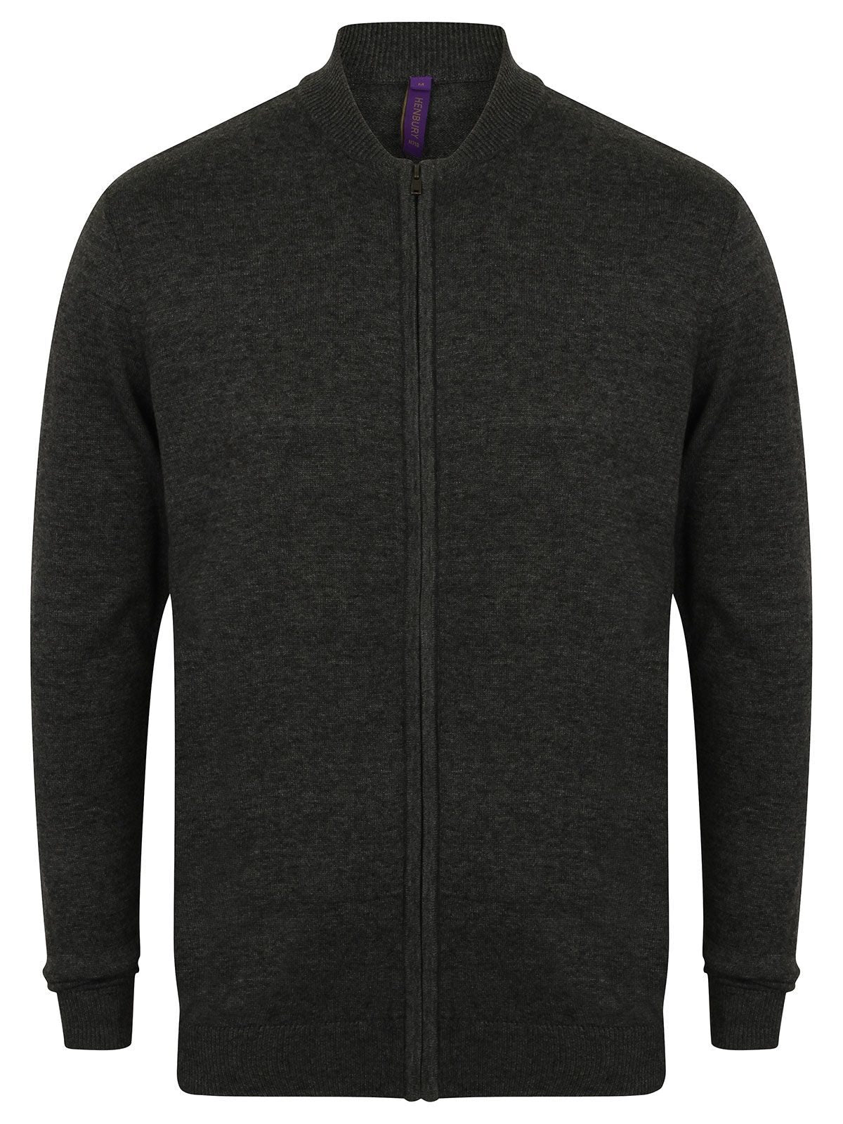 Zip Through Cardigan Unisex Strick / Weste – Henbury – Farbe grey marl – individuell veredelbar