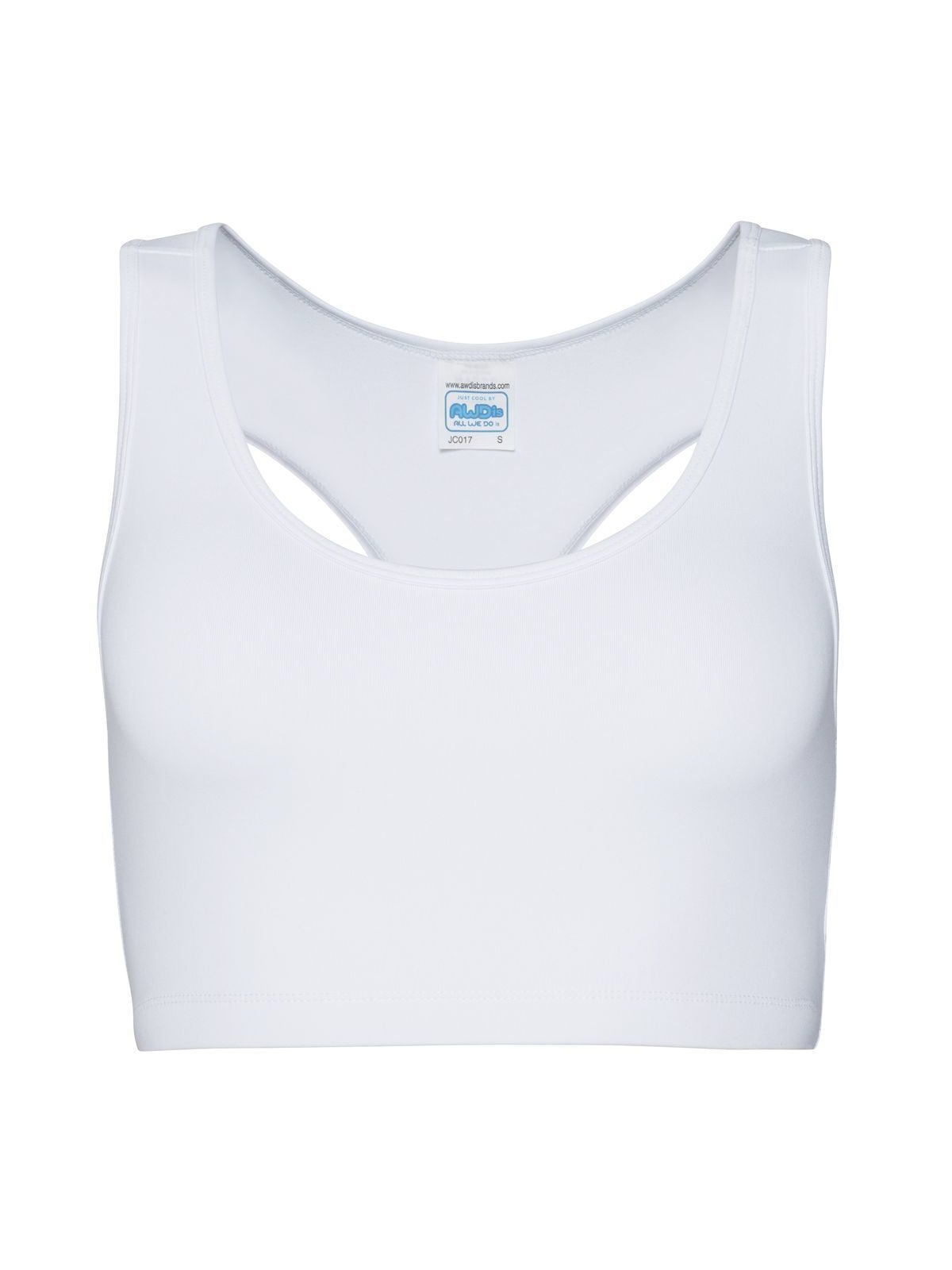 Girlie Cool Sports Crop Top T-Shirt – Just Cool by AWDis – Farbe arctic white – individuell veredelbar