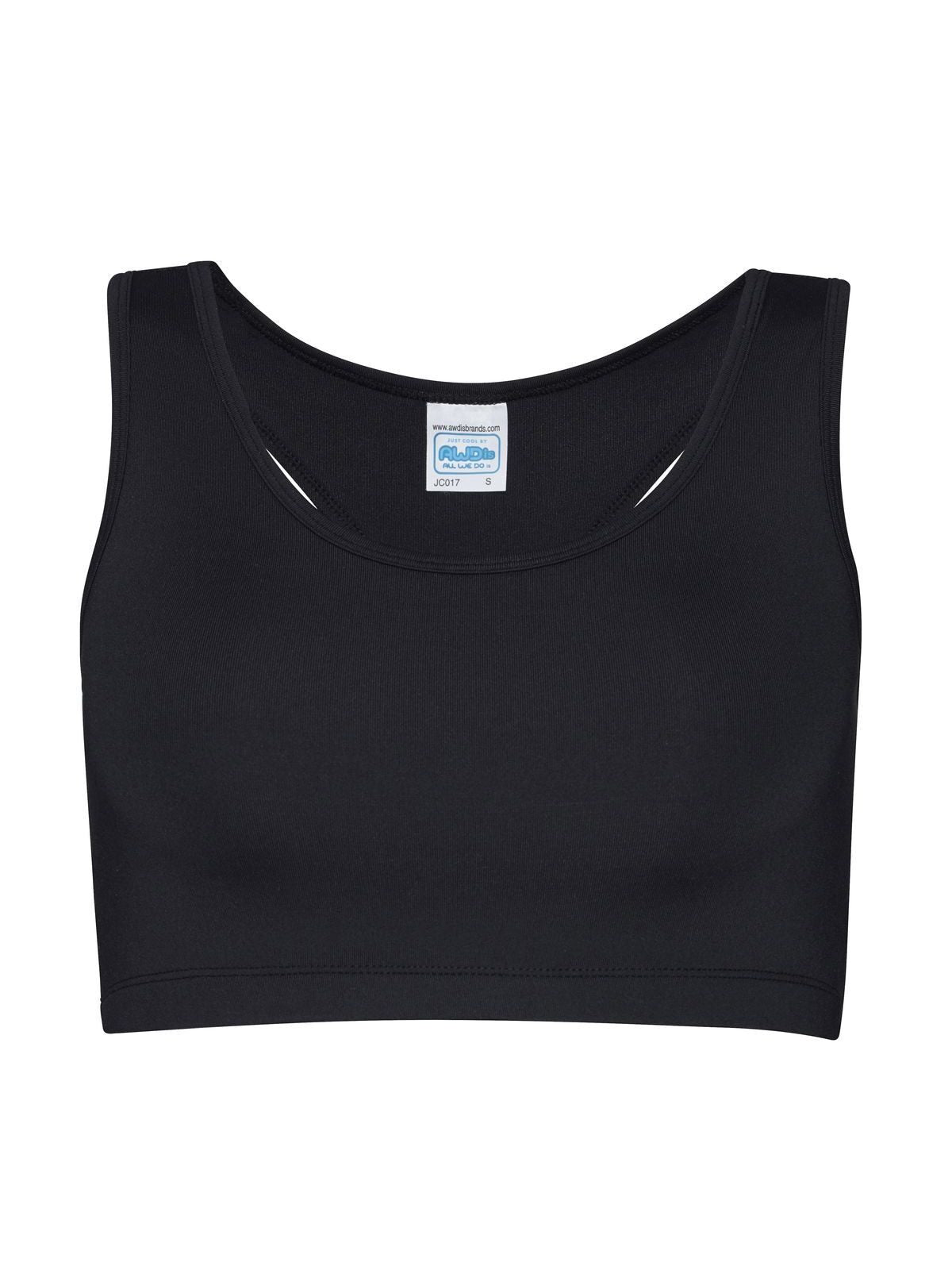 Girlie Cool Sports Crop Top T-Shirt – Just Cool by AWDis – Farbe jet black – individuell veredelbar
