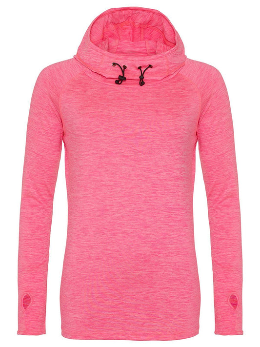 Girlie Cool Cowl Neck Top Damen Sweatshirt / Hoodie – Just Cool by AWDis – Farbe electric pink melange – individuell veredelbar