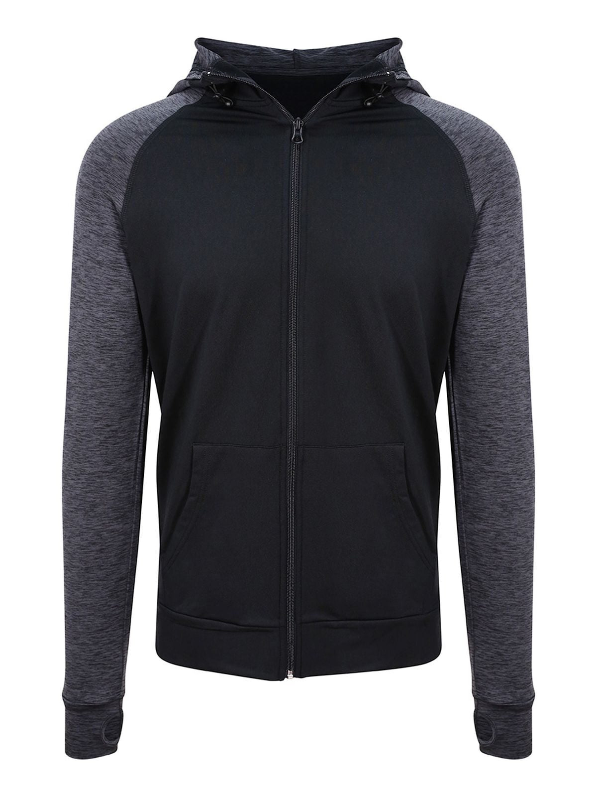 Cool Contrast Zoodie Herren Sweatshirt / Hoodie – Just Cool by AWDis – Farbe black/black slate melange – individuell veredelbar