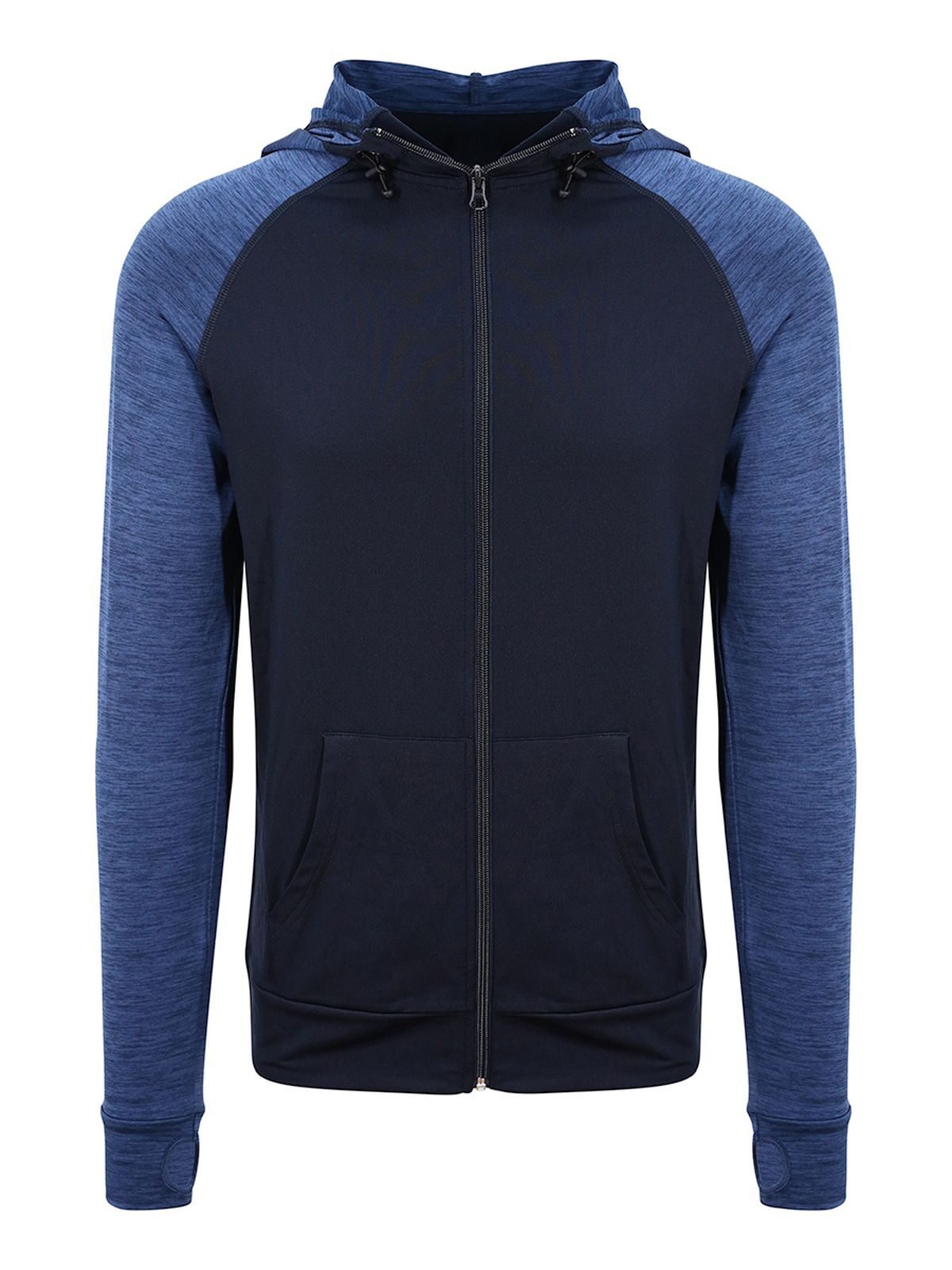 Cool Contrast Zoodie Herren Sweatshirt / Hoodie – Just Cool by AWDis – Farbe navy/navy melange – individuell veredelbar