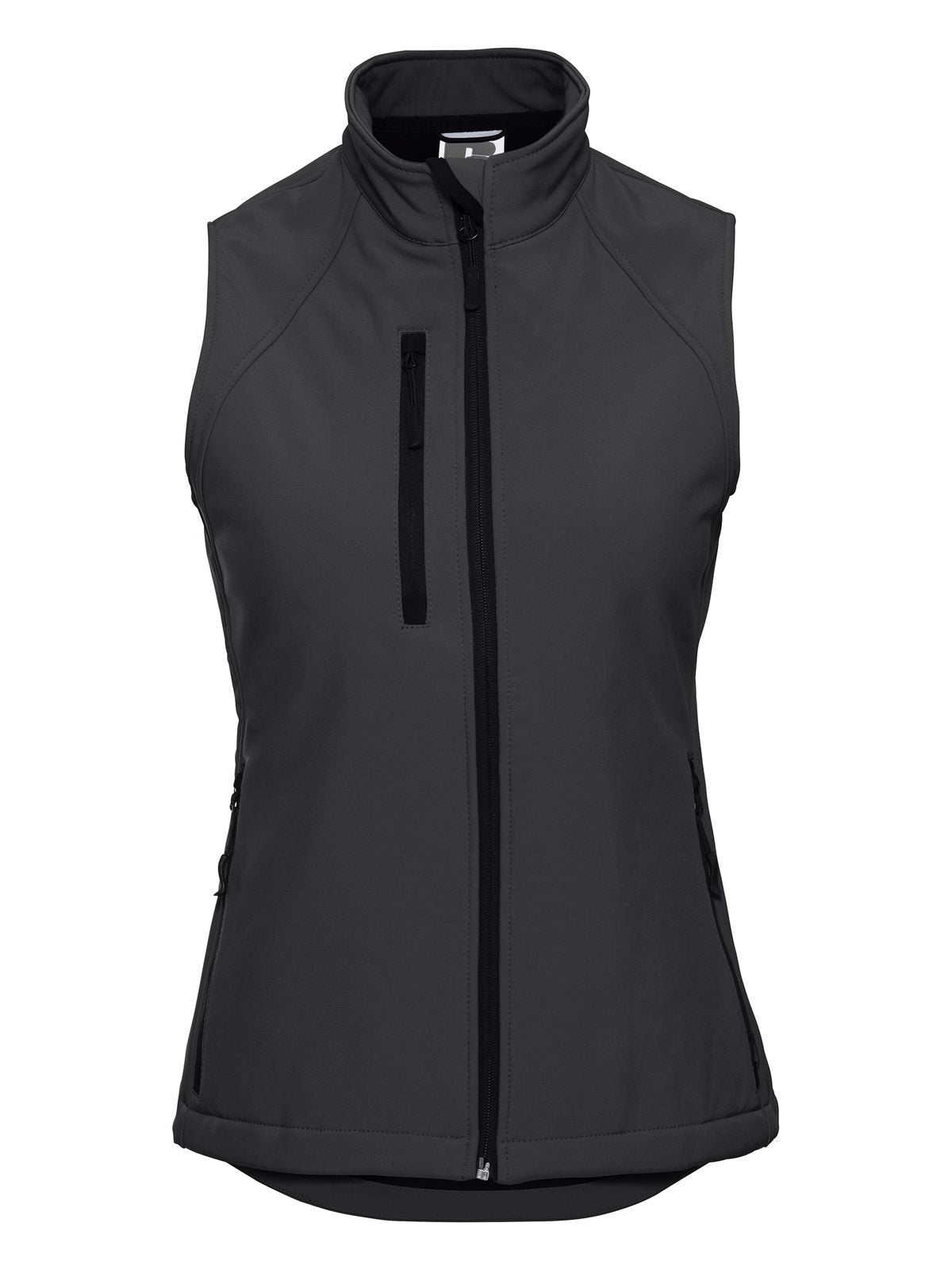 Ladies' Softshell Gilet Damen – Russell – Farbe titanium – individuell veredelbar