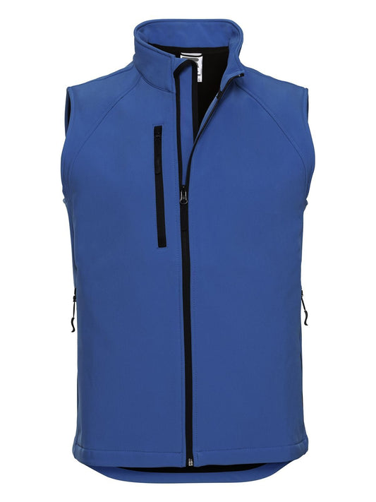 Softshell Gilet Herren – Russell – Farbe azure blue – individuell veredelbar