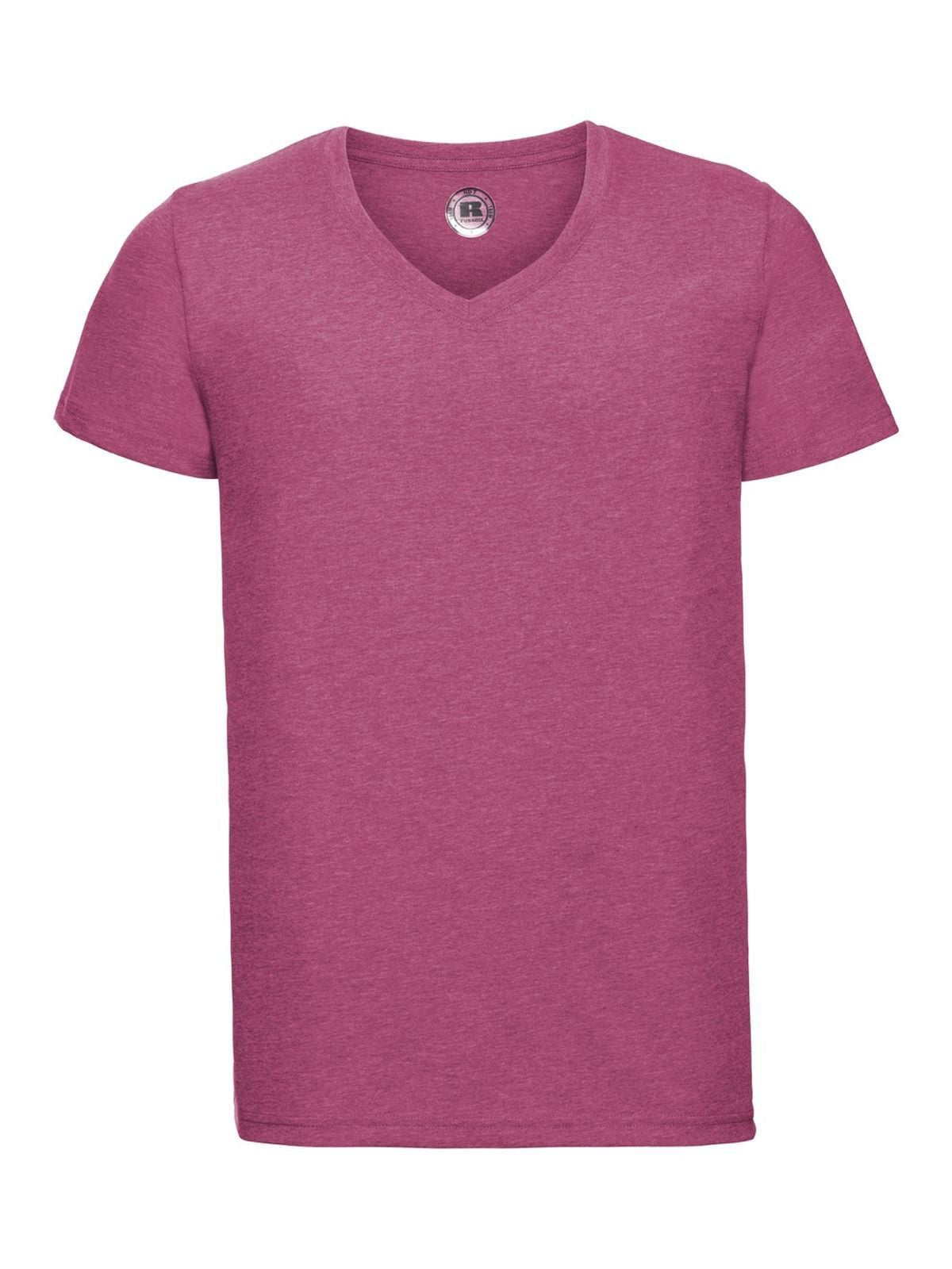 V-Neck HD T Herren T-Shirt – Russell – Farbe pink marl – individuell veredelbar