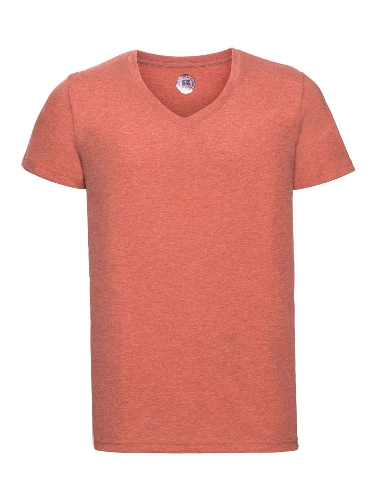 V-Neck HD T Herren T-Shirt – Russell – Farbe coral marl – individuell veredelbar