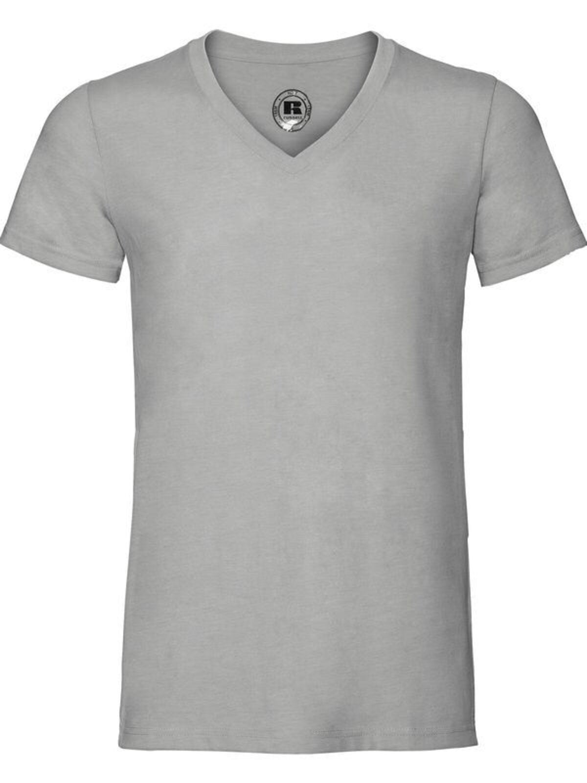 V-Neck HD T Herren T-Shirt – Russell – Farbe silver marl – individuell veredelbar