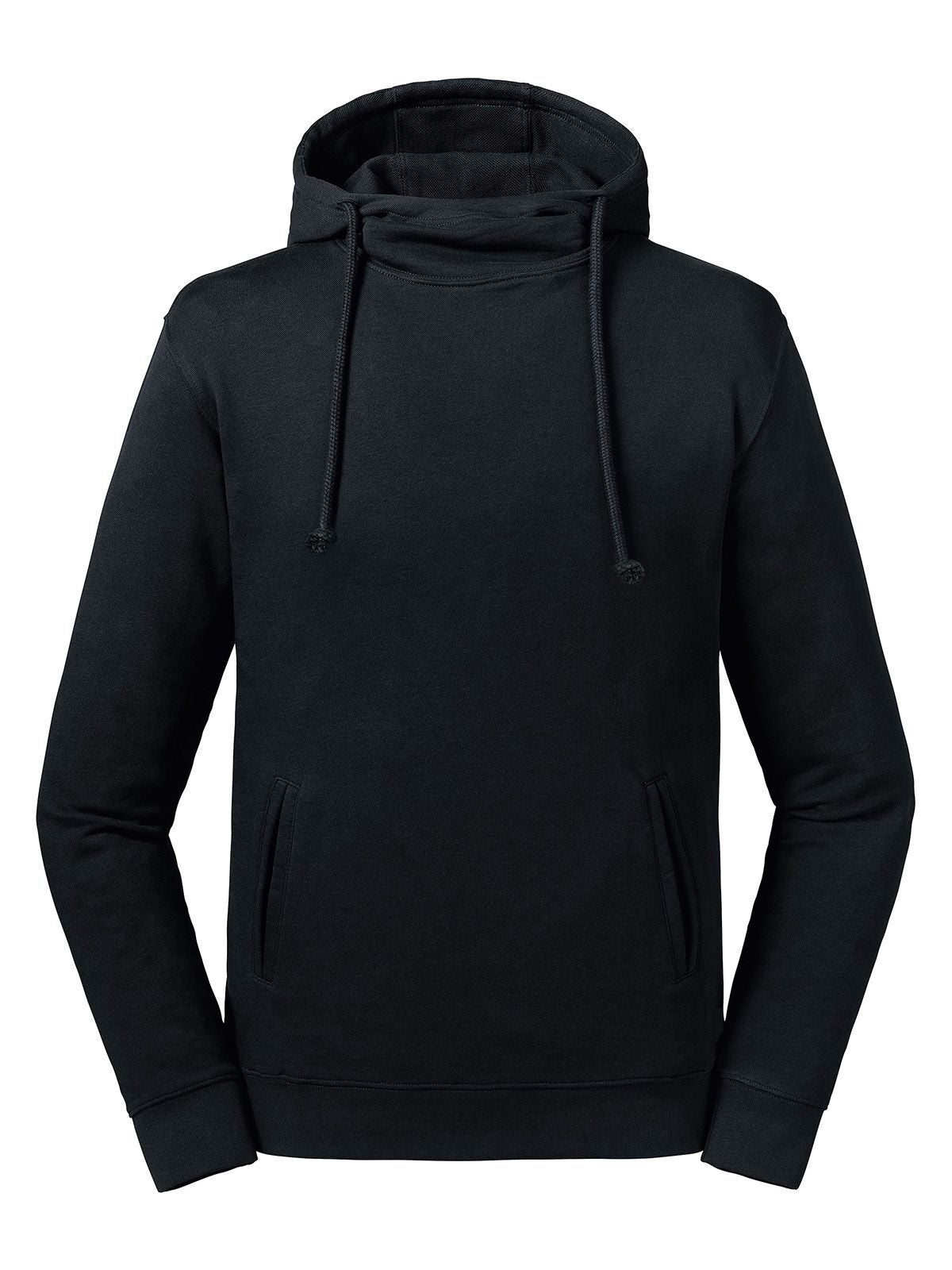Pure Organic High Collar Hooded Sweat Sweatshirt / Hoodie – Russell – Farbe Schwarz – individuell veredelbar