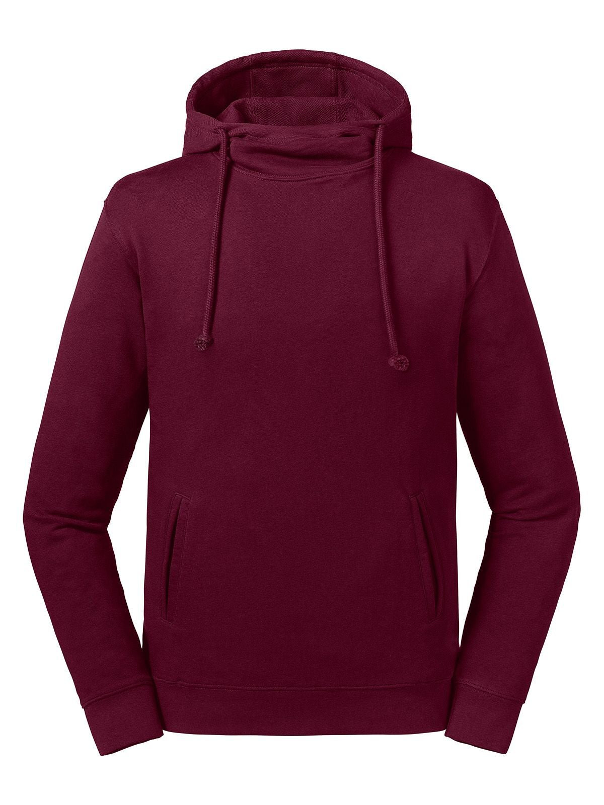 Pure Organic High Collar Hooded Sweat Sweatshirt / Hoodie – Russell – Farbe Burgundy – individuell veredelbar