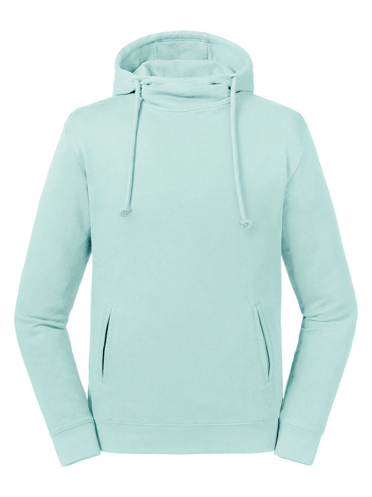 Pure Organic High Collar Hooded Sweat Sweatshirt / Hoodie – Russell – Farbe Aqua – individuell veredelbar