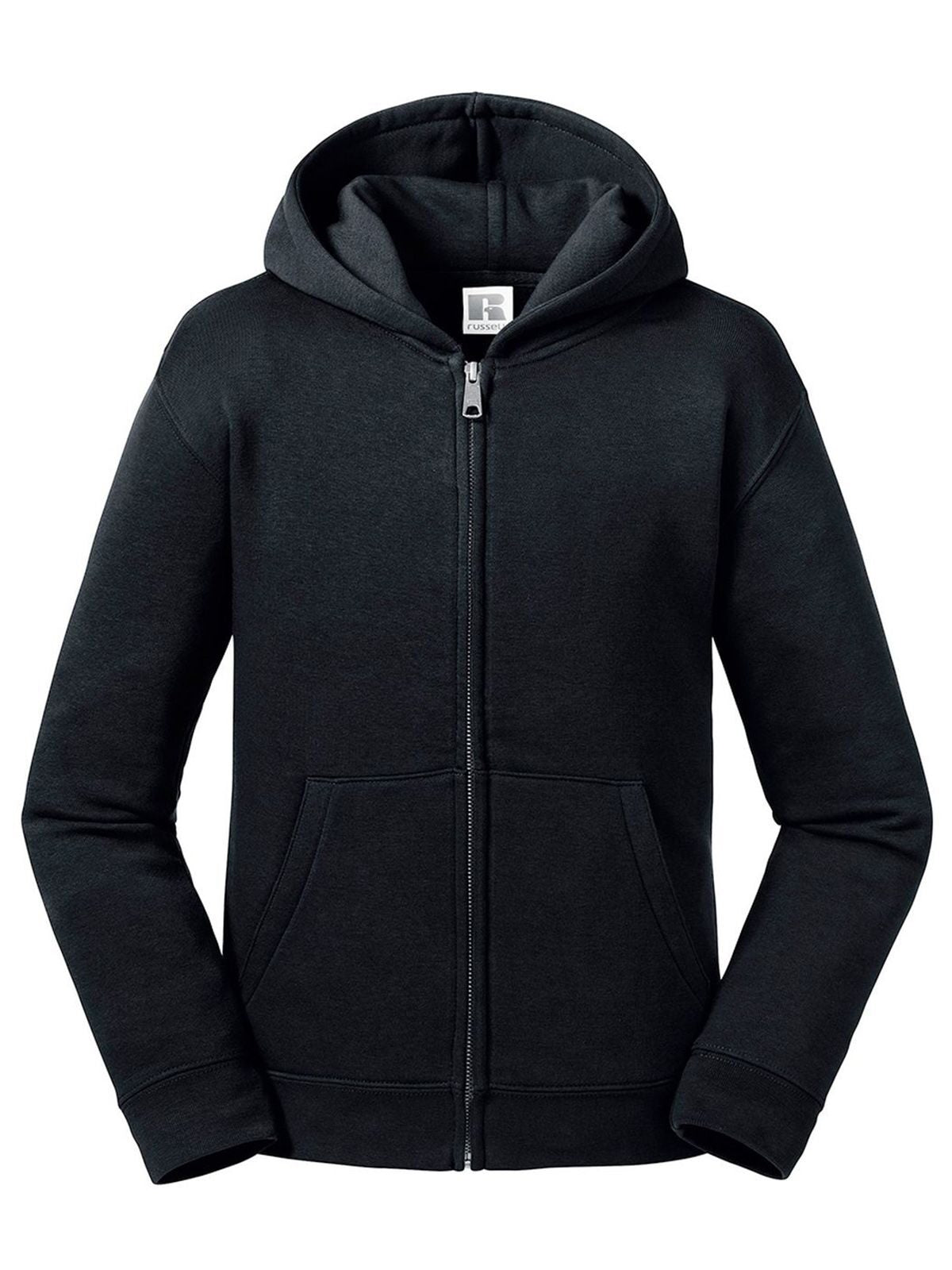 Authentic Hooded Sweat with zip Kinder Sweatshirt / Hoodie – Russell – Farbe Schwarz – individuell veredelbar