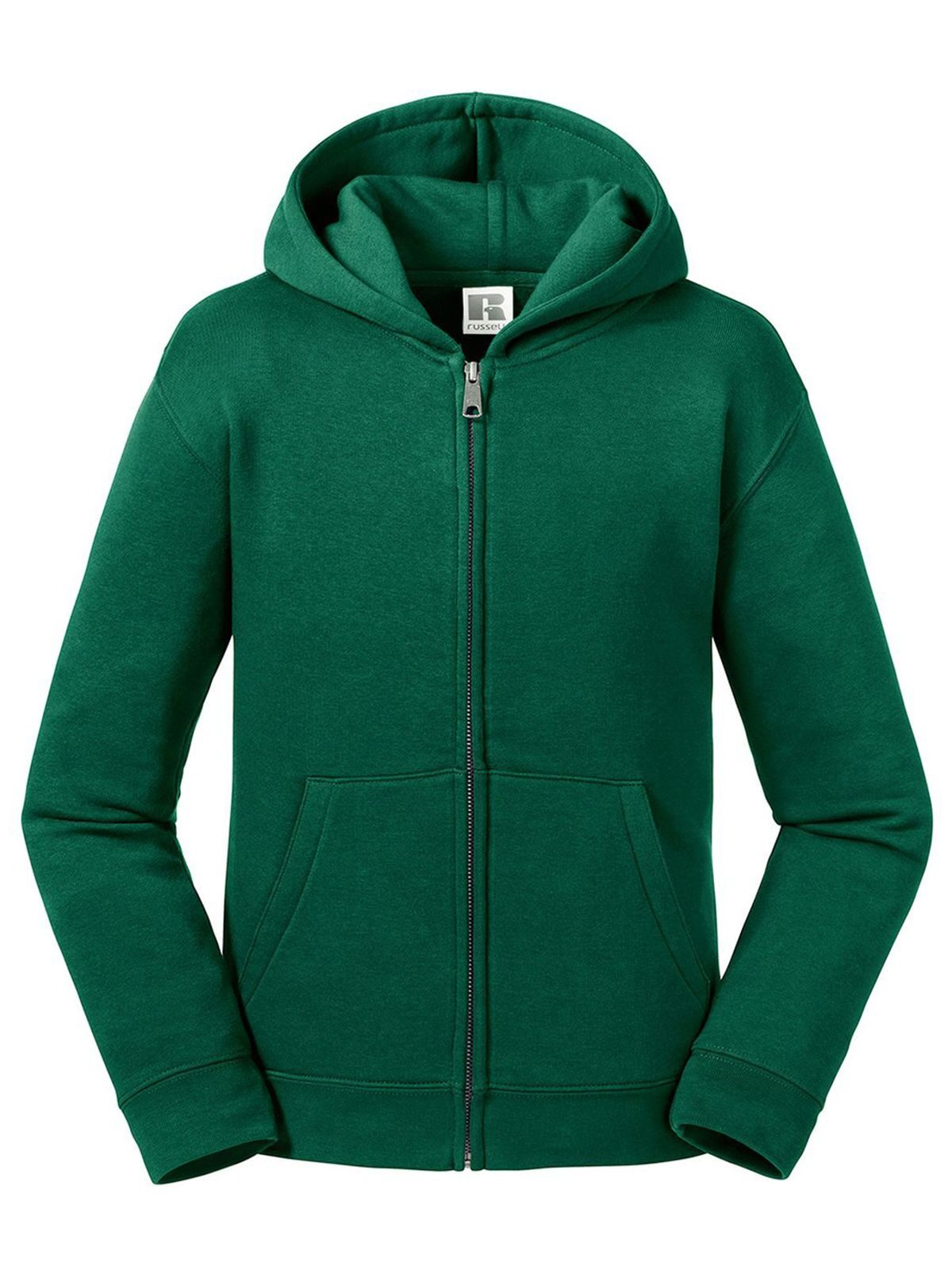 Authentic Hooded Sweat with zip Kinder Sweatshirt / Hoodie – Russell – Farbe bottle green – individuell veredelbar