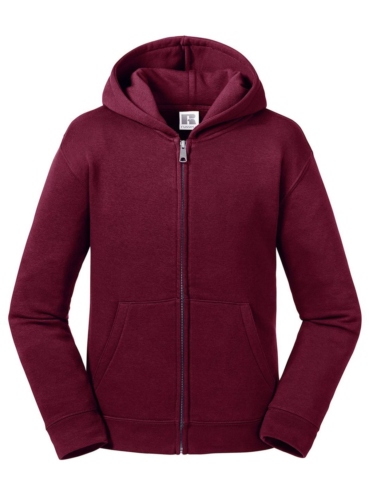 Authentic Hooded Sweat with zip Kinder Sweatshirt / Hoodie – Russell – Farbe Burgundy – individuell veredelbar